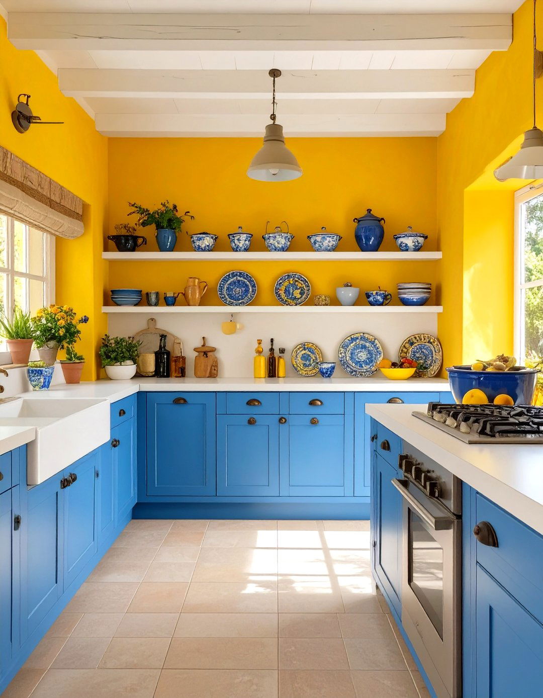 The Blue and Yellow Provencal Kitchen - 30 french country kitchen ideas
