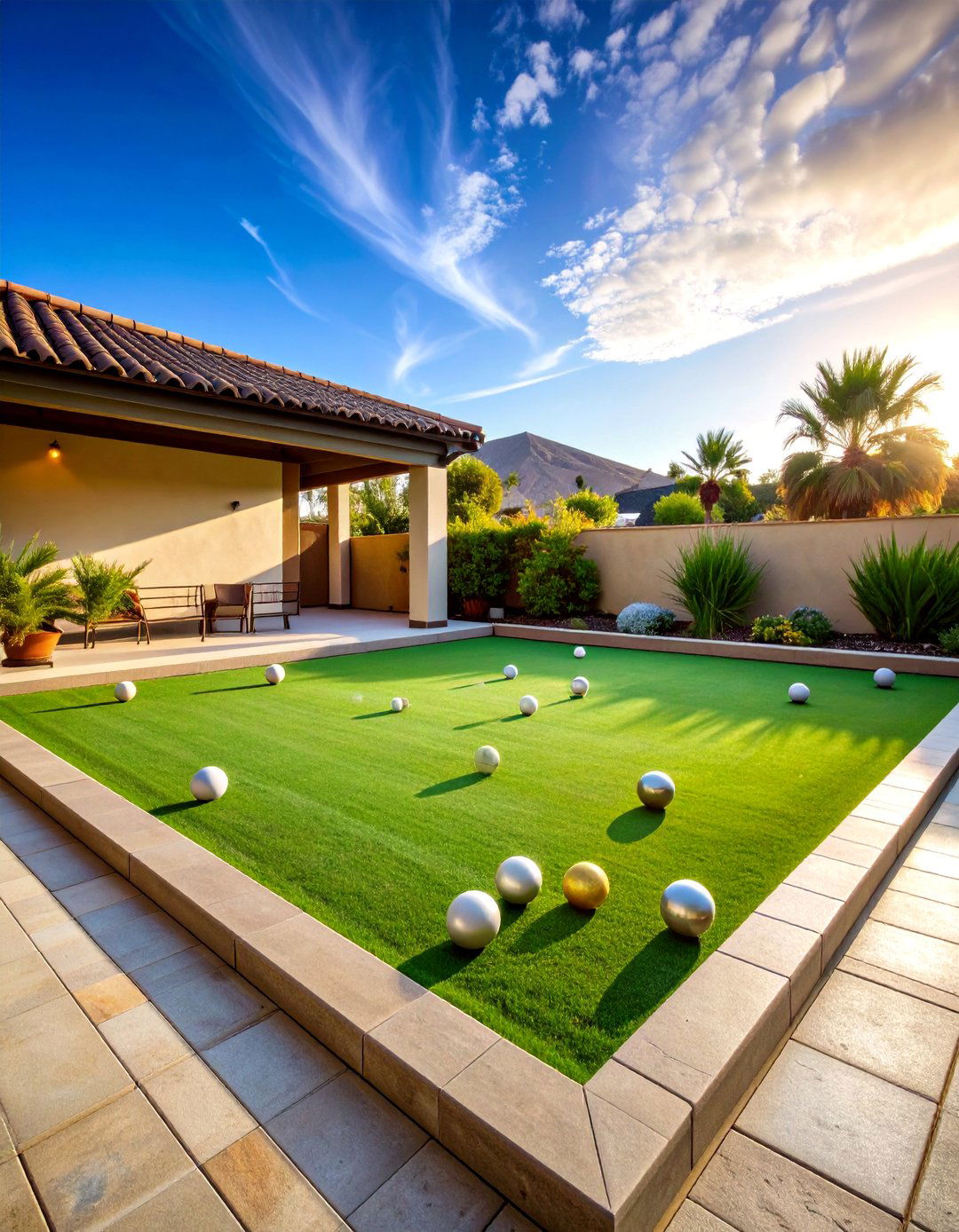 The Bocce Ball Court - 30 backyard ideas with pavers and turf