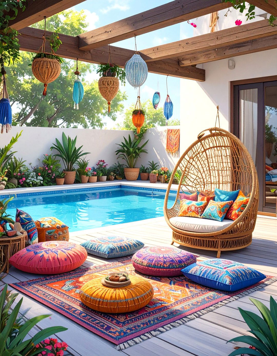 The Bohemian Chic Deck - 30 deck ideas for above ground pools