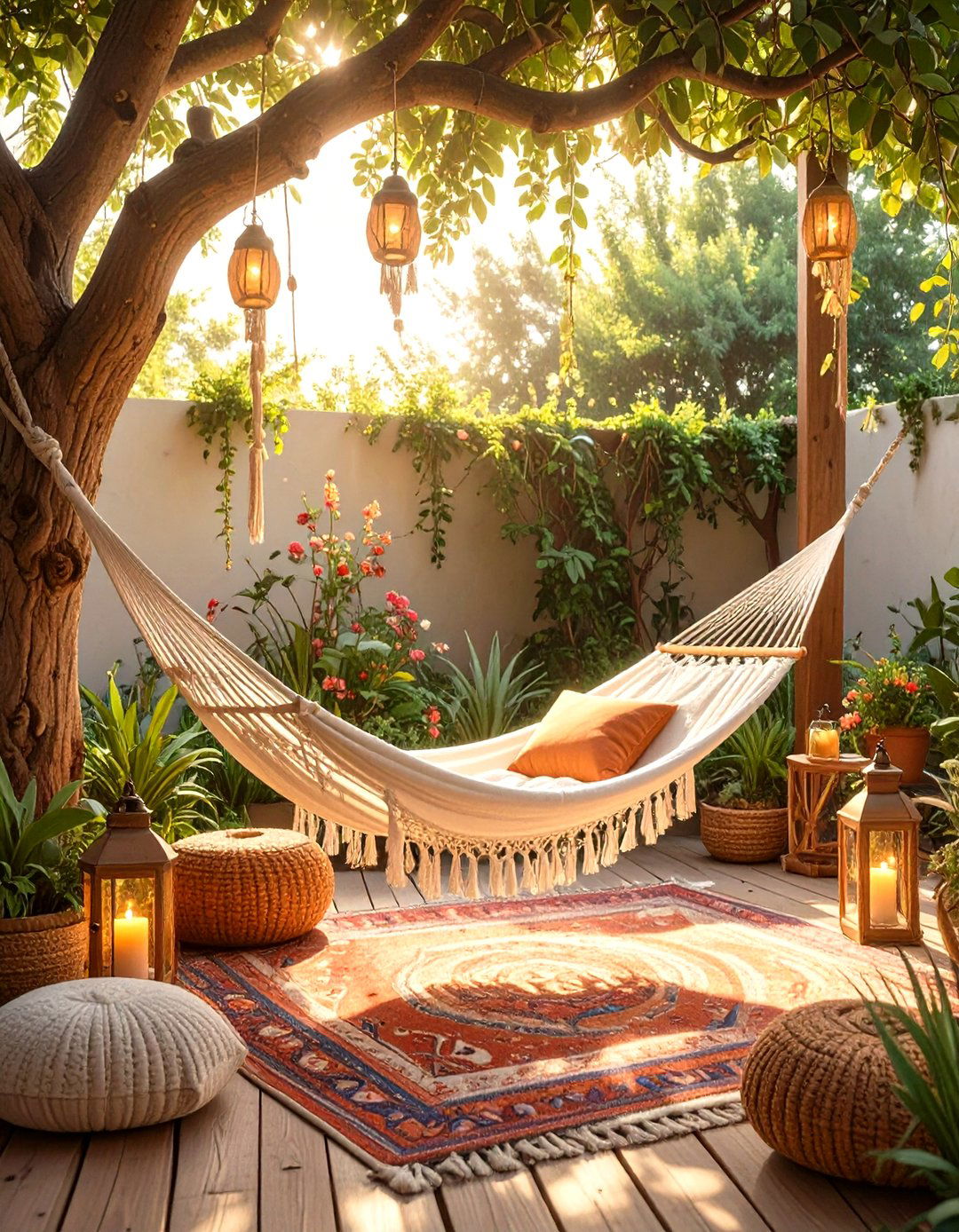 The Bohemian Chic Hammock Corner - 30 modern backyard ideas on a budget
