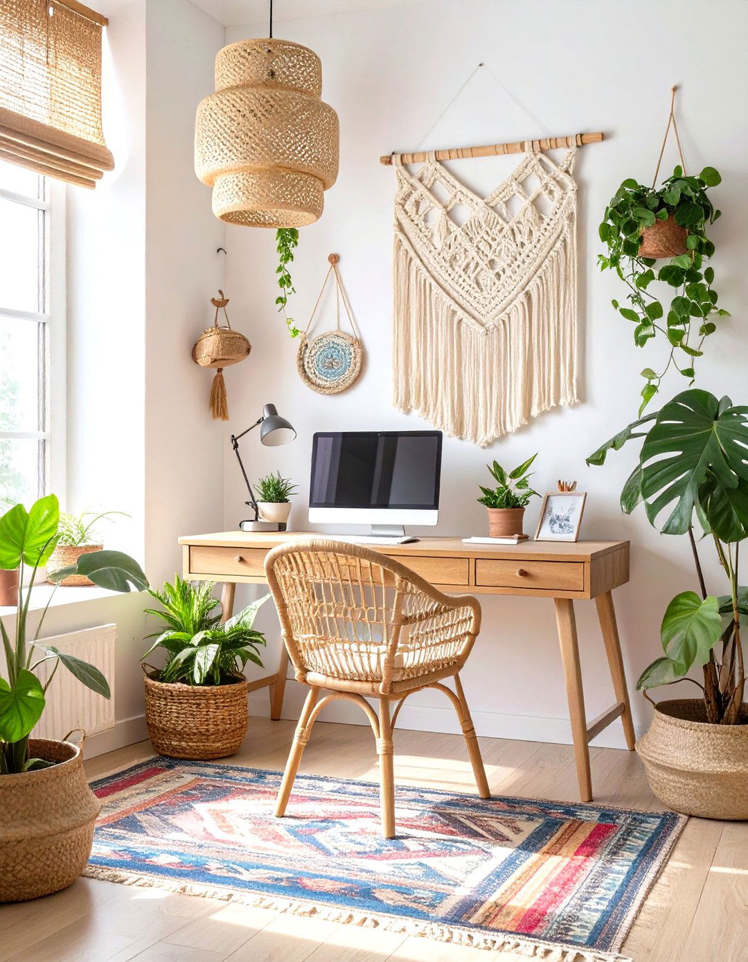 The Bohemian Chic Home Office Nook - 30 home office organization ideas