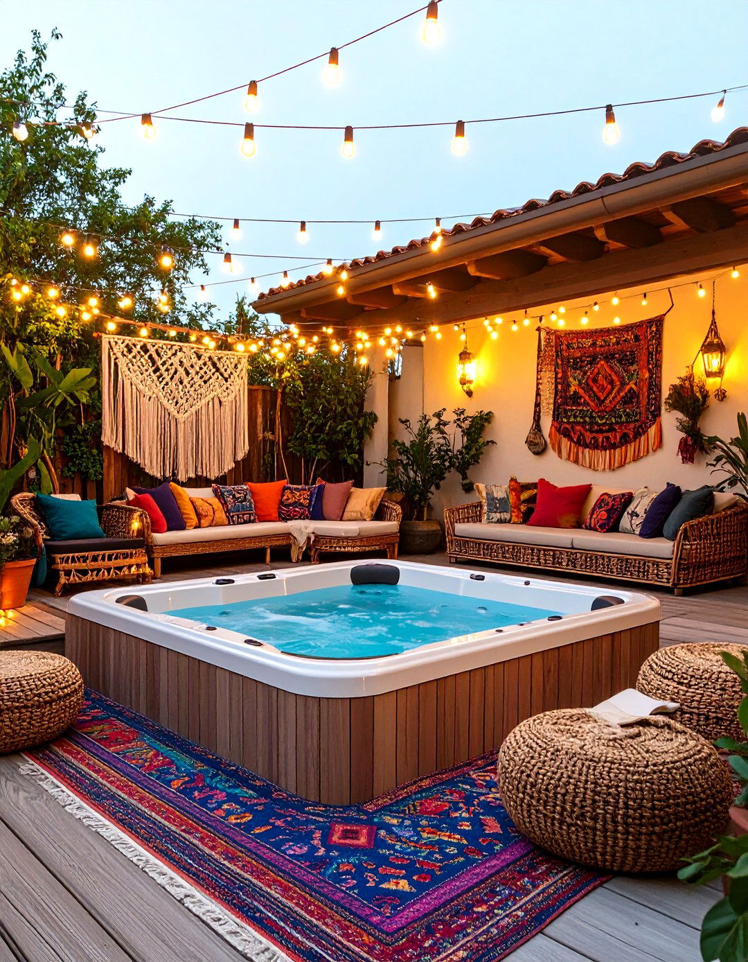 The Bohemian Chic Hot Tub Deck - 30 hot tub deck ideas