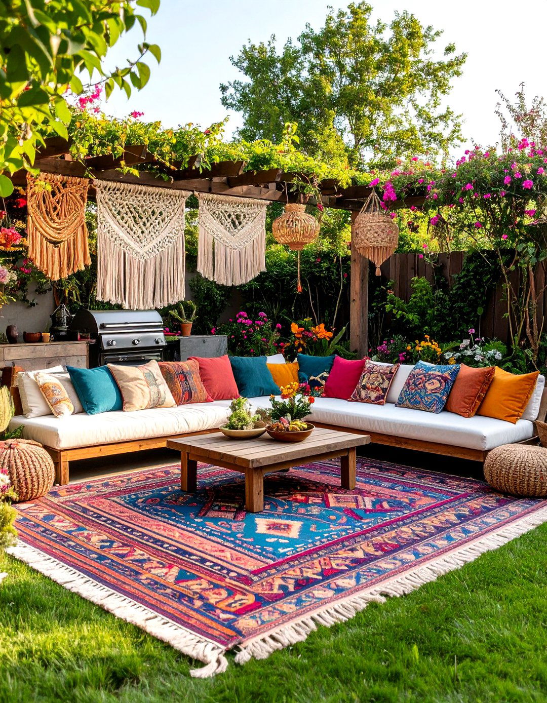 The Bohemian Chic Lounge - 30 backyard grill ideas