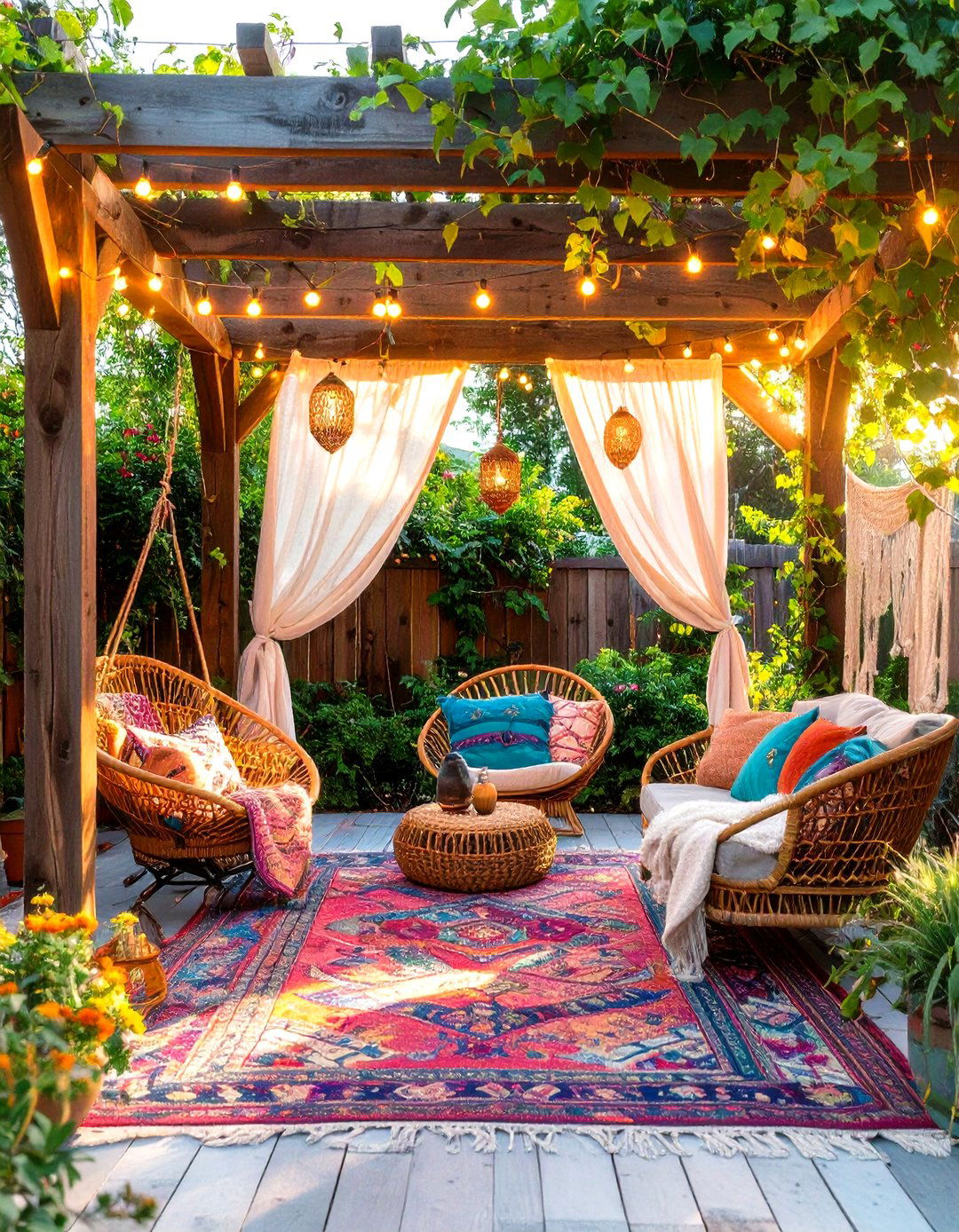 The Bohemian Chic Oasis - 30 covered patio backyard patio ideas