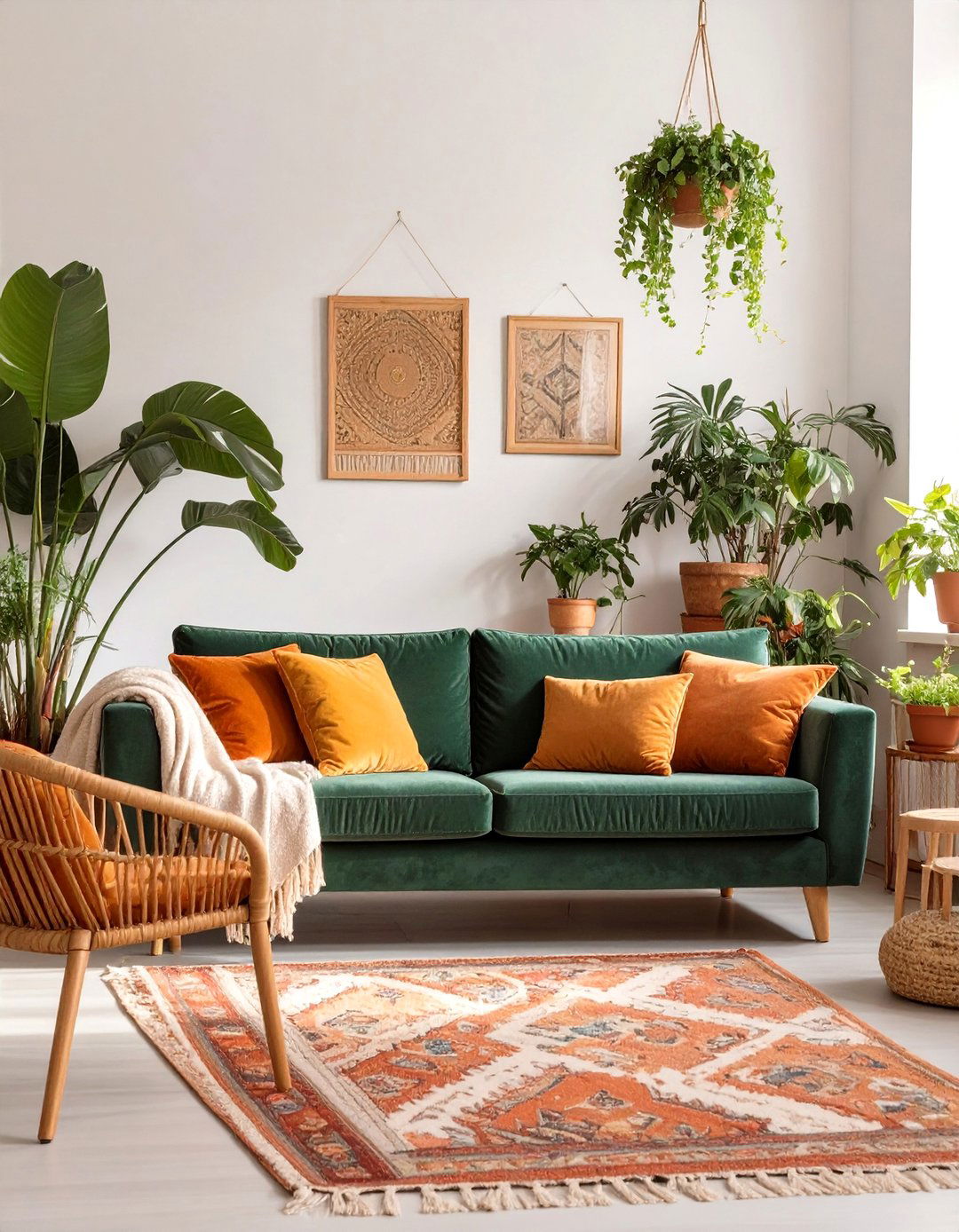 The Bohemian Eclectic Living Room - 30 dark green sofa living room ideas