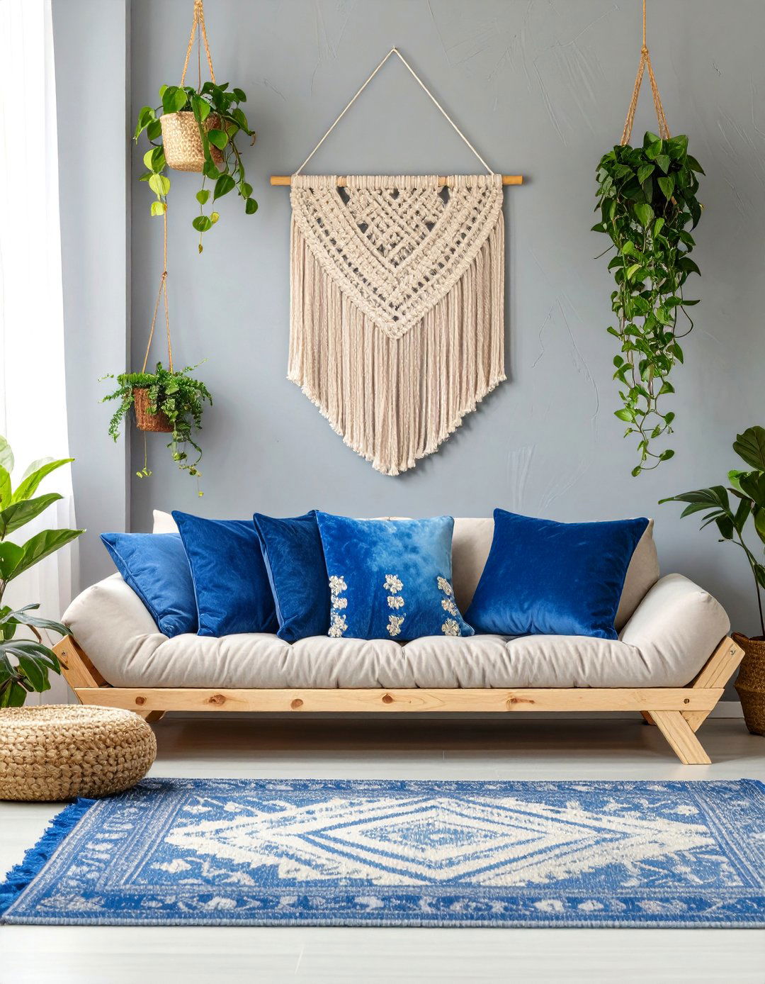The Bohemian Indigo and Ash Grey Living Room - 30 blue and grey living room ideas