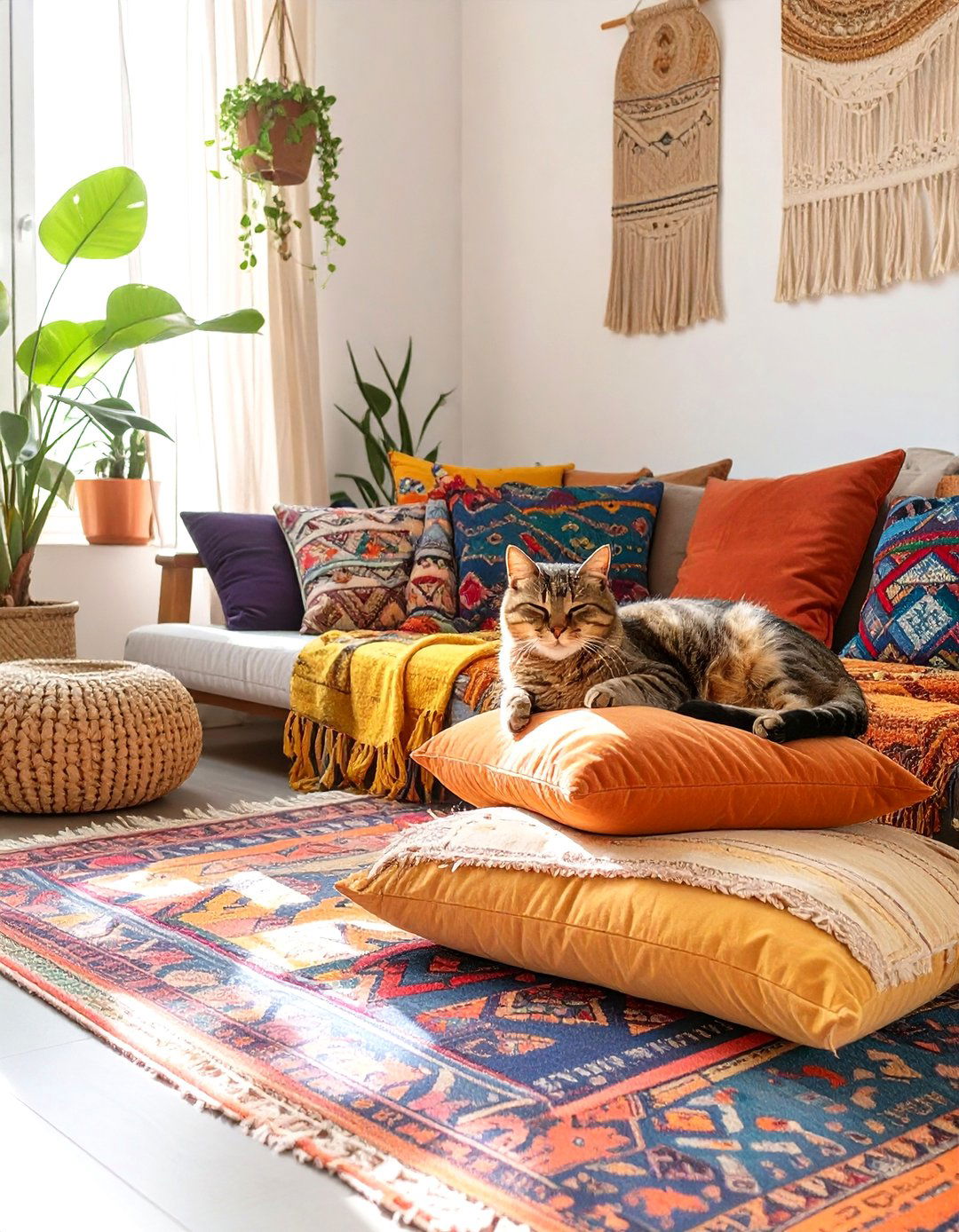 The Bohemian Living Space with Washable Textiles - 30 ai pet-friendly home design ideas