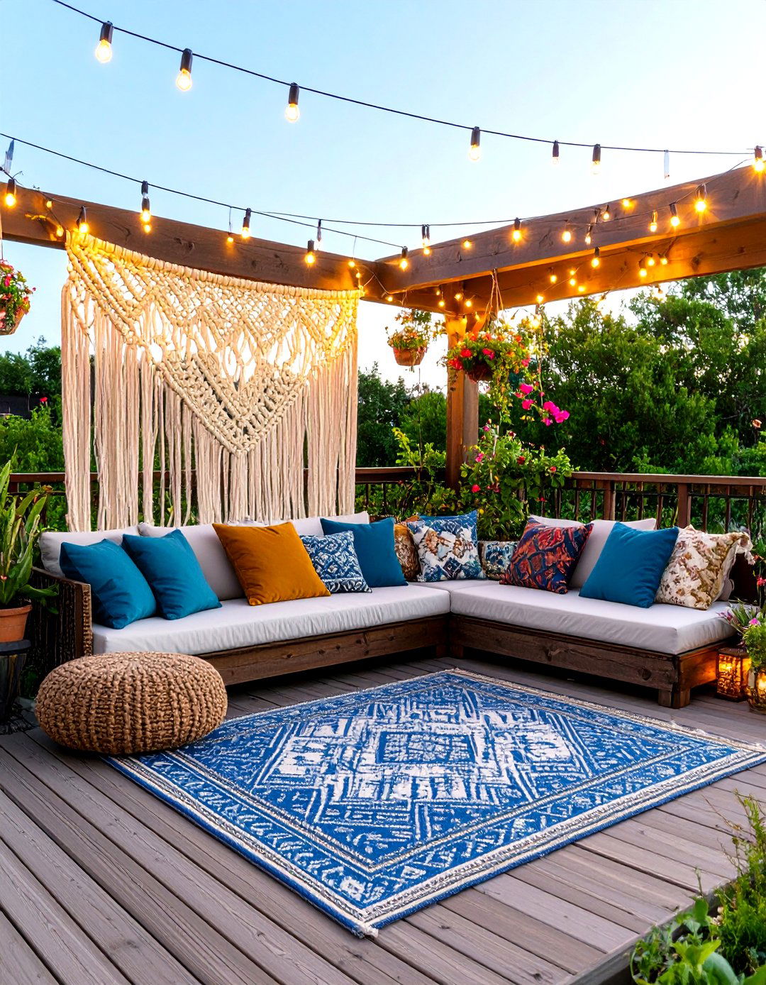 The Bohemian Macrame Tapestry - 30 deck privacy screen ideas
