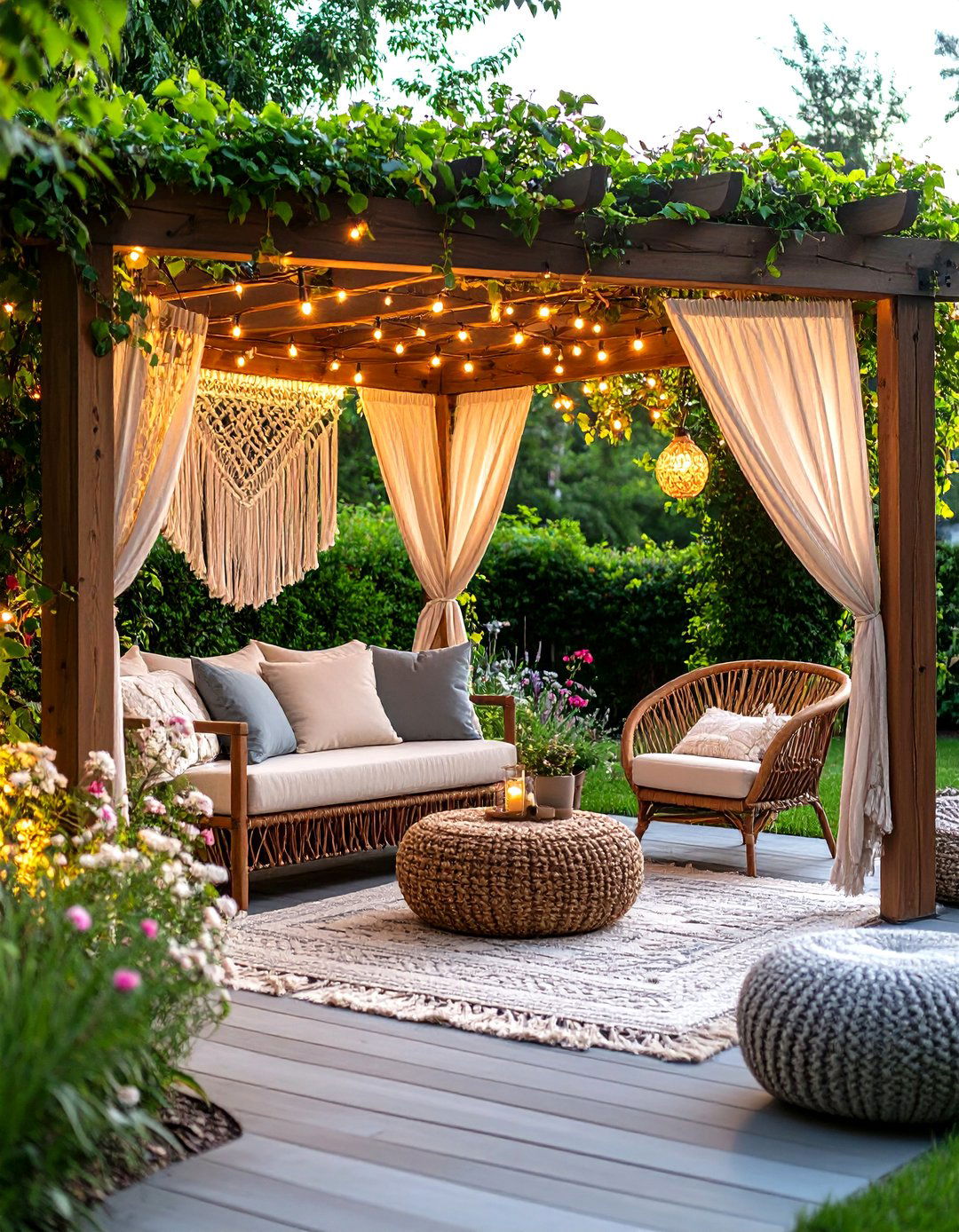 The Bohemian Pergola with Woven Canopy - 30 extension patio roof ideas