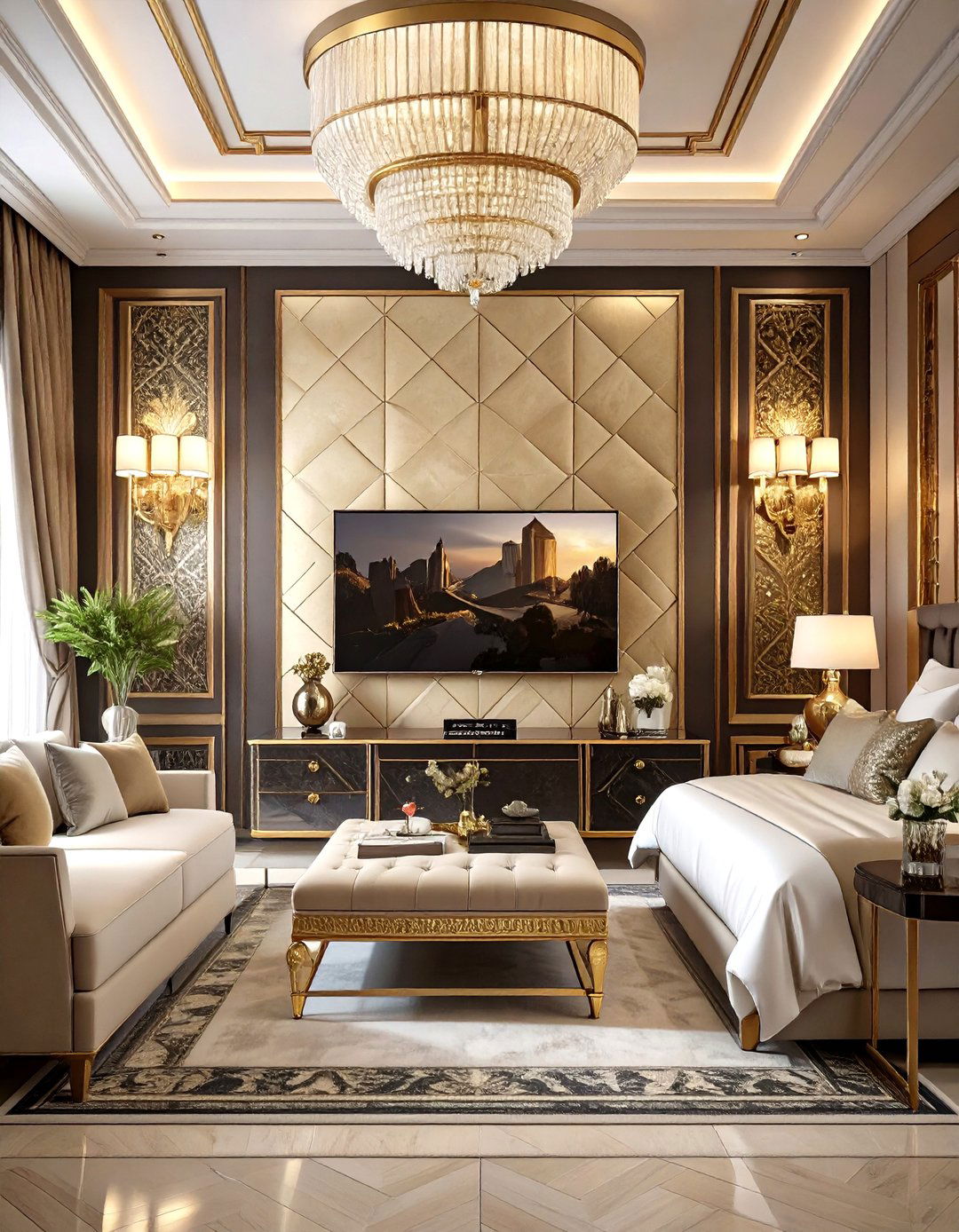 The Bohemian Textured Macrame Bedroom Wall - 30 master bedroom tv wall ideas