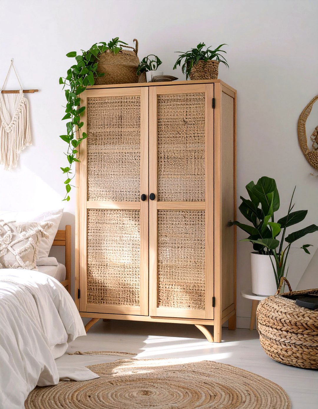 The Bohemian Wicker and Rattan Wardrobe - 30 closet ideas small