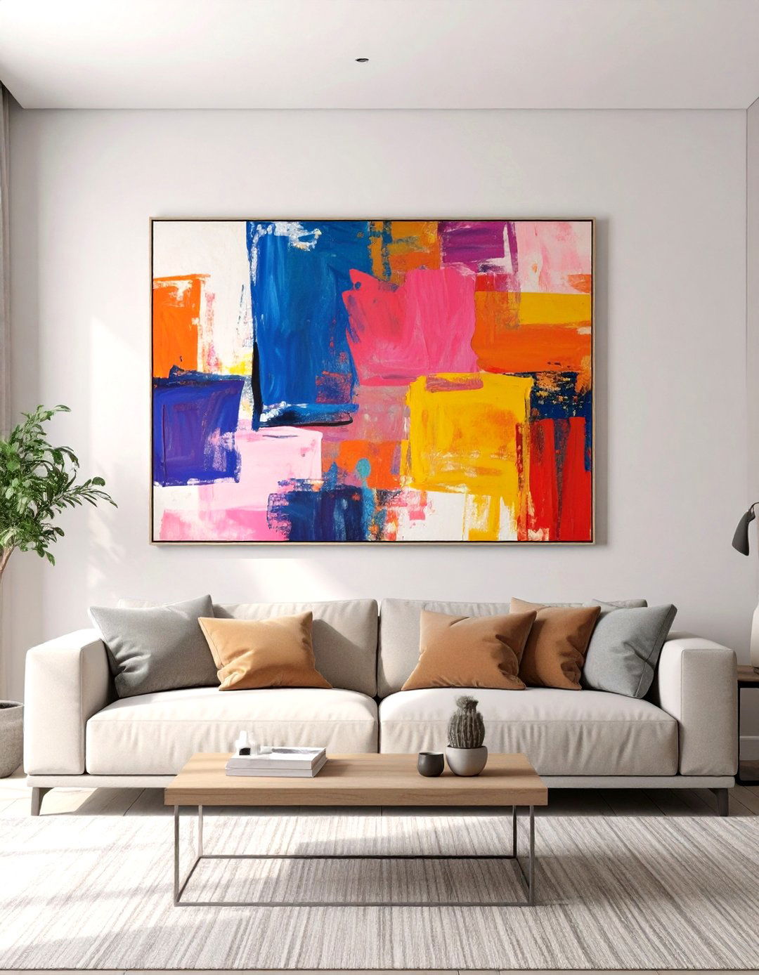 The Bold Abstract Art Focus Wall - 30 midcentury modern interior design ideas