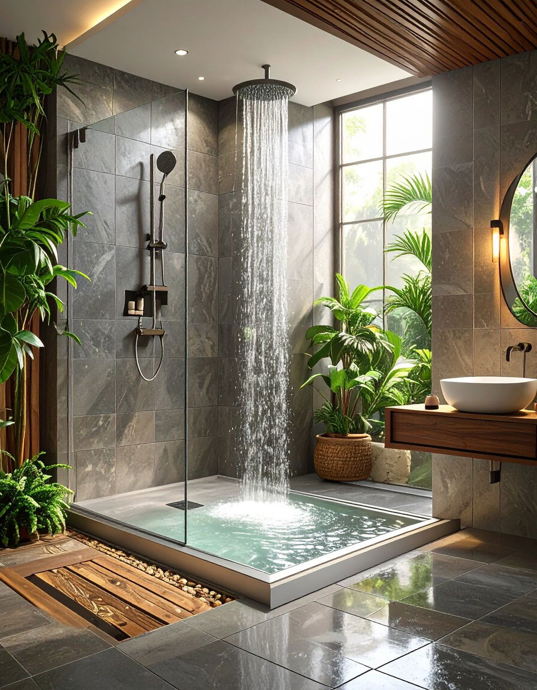 The Bold Accent Wall - 30 modern small bathroom walk in shower ideas