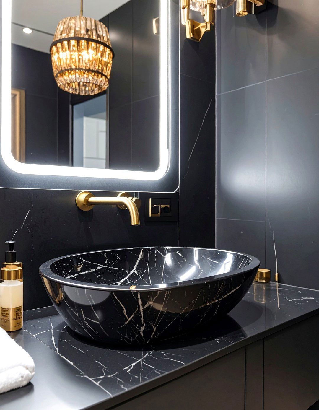 The Bold Black Marble Bathroom Sink - 30 bathroom sink ideas