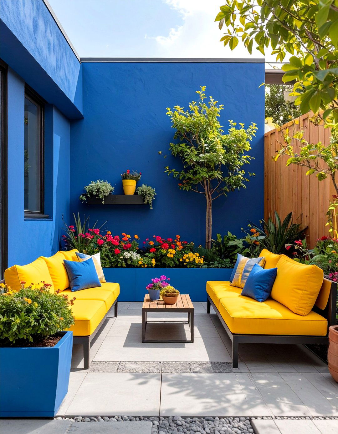 The Bold Color Block Backyard - 30 modern backyard ideas