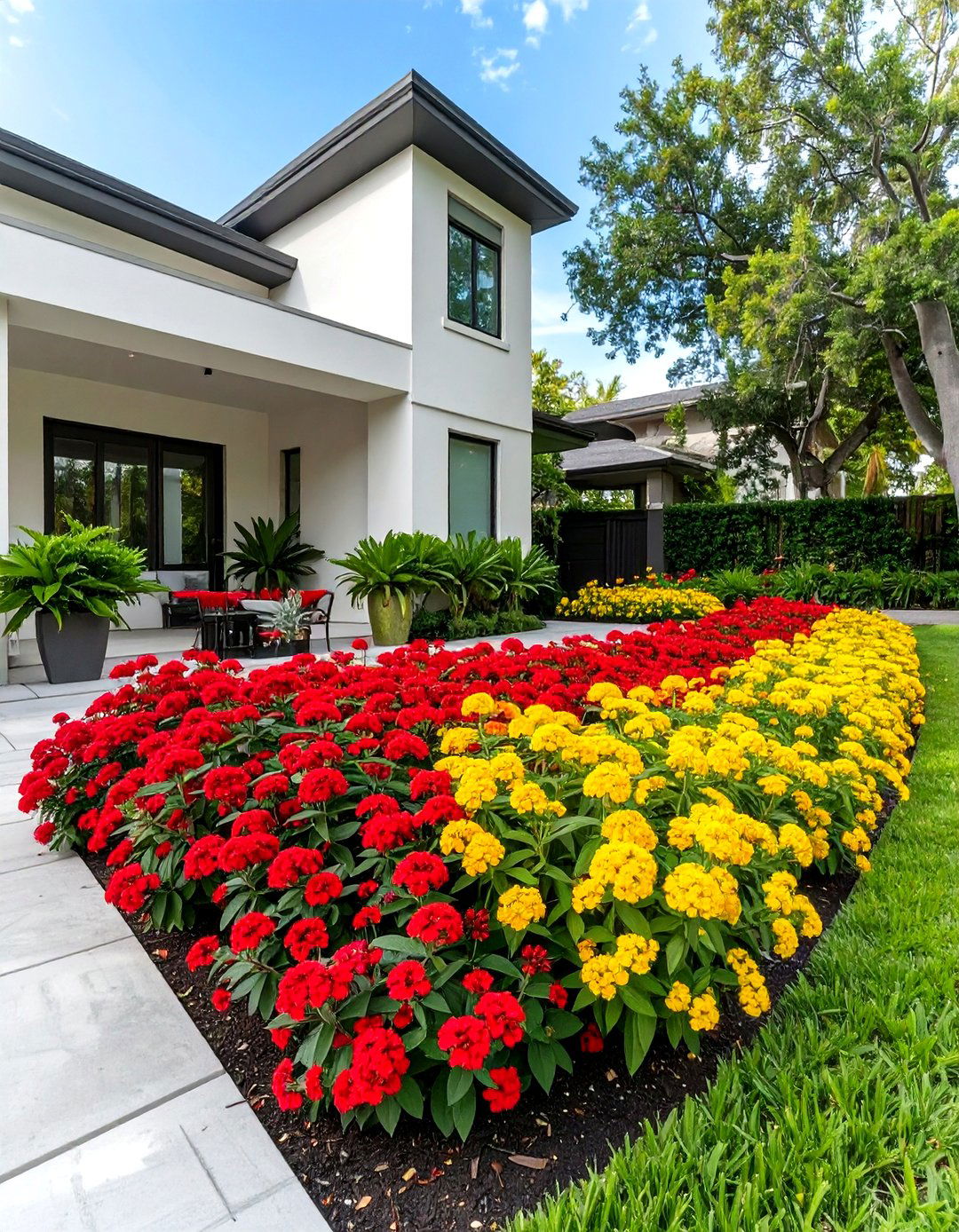 The Bold Color Block Garden - 30 curb appeal florida front yard landscaping ideas