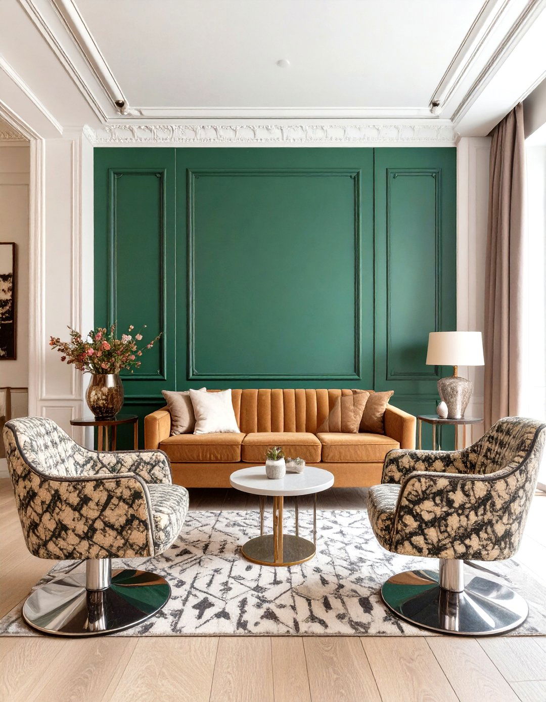The Bold Color Blocked Salon - 30 modern french interior design ideas
