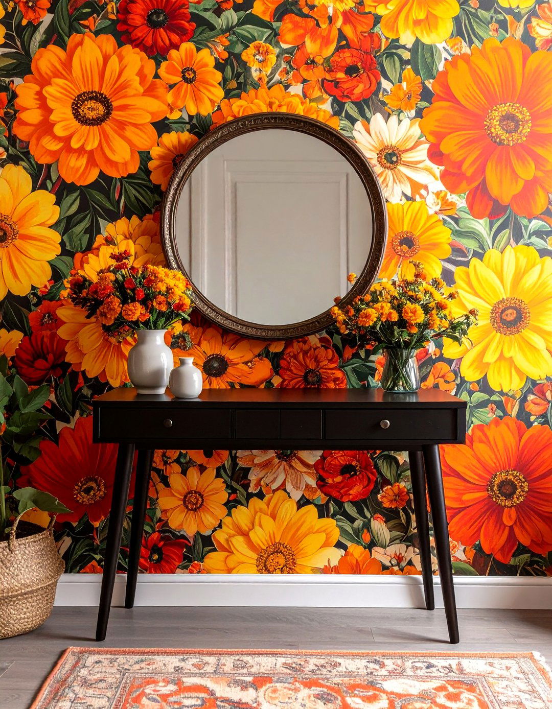 The Bold Floral Entryway - 30 60s interior design ideas