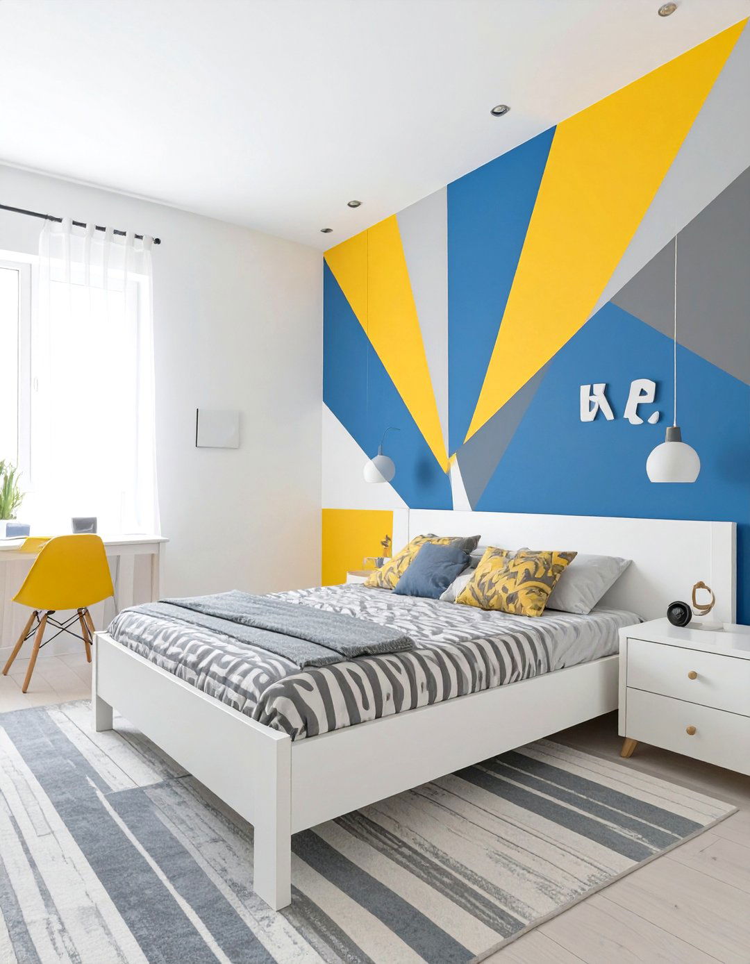 The Bold Geometric Accent Bedroom - 30 boys bedroom paint ideas