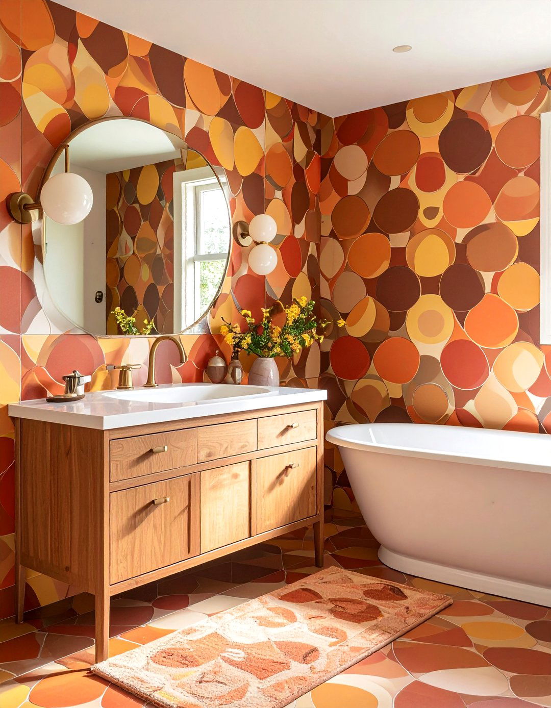 The Bold Geometric Wallpaper Bathroom - 30 70s interior design ideas