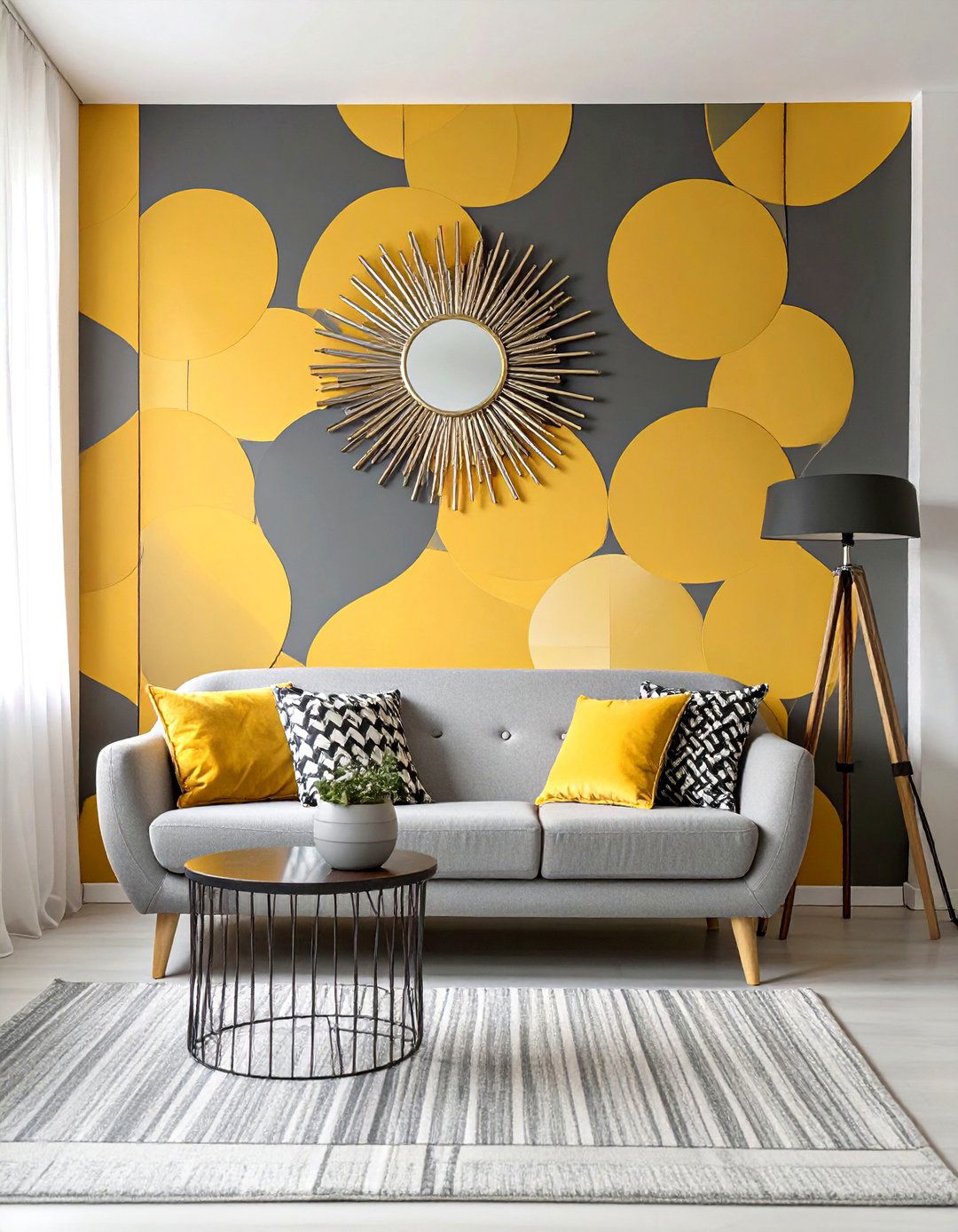 The Bold Graphic Accent Wall Living Room - 30 ai mid-century living room ideas