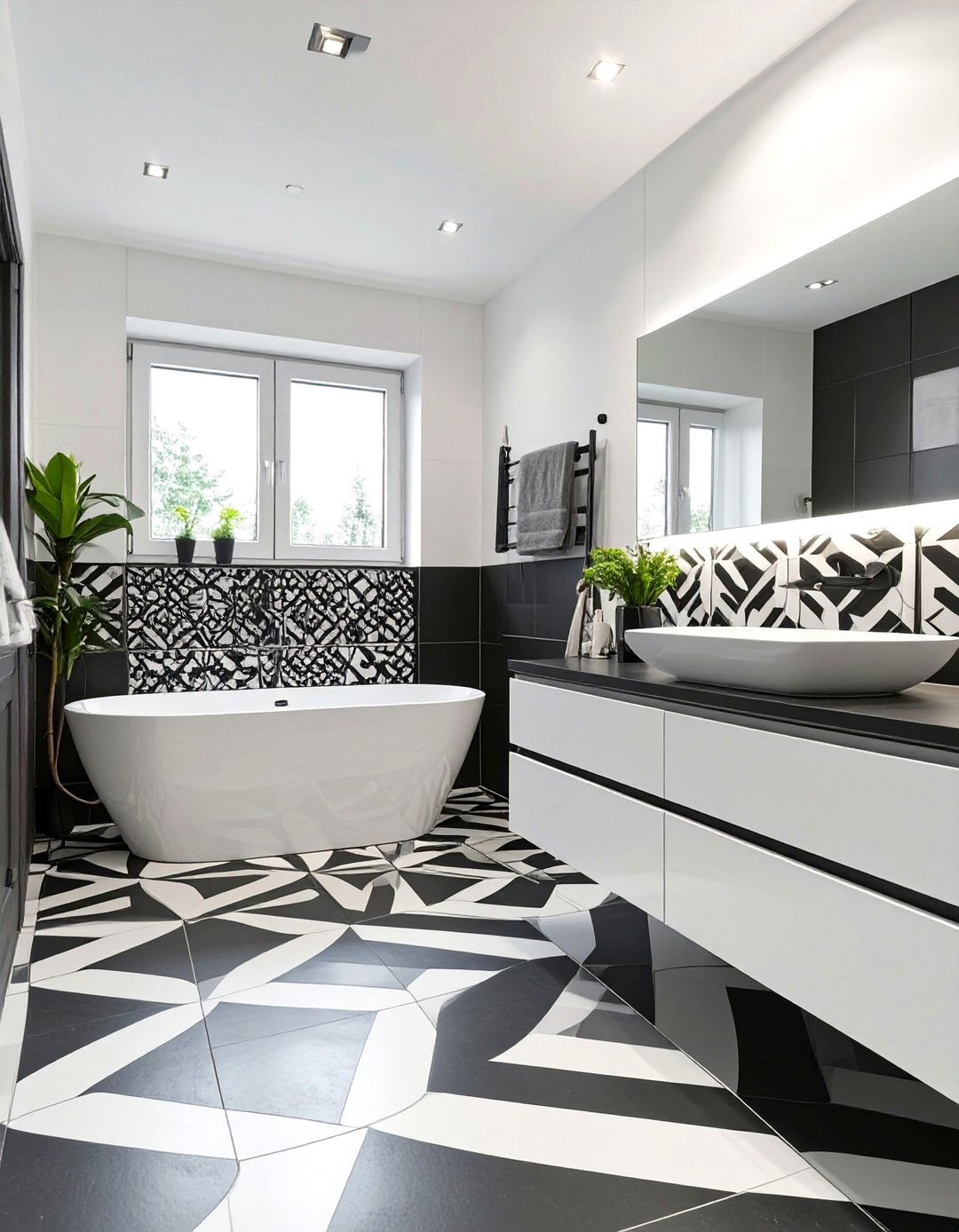 The Bold Graphic Tile Bathroom - 30 bathroom renovation ideas