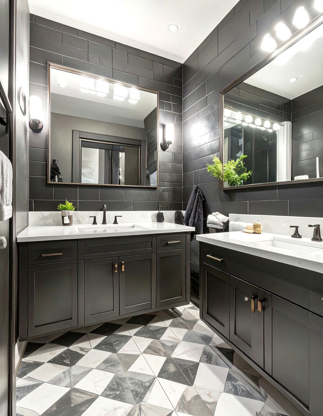 The Bold Monochromatic Bathroom - 30 jack and jill bathroom ideas