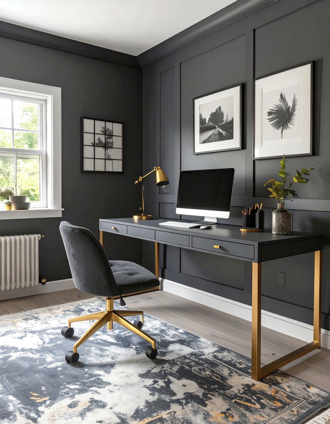 The Bold Monochromatic Garage Office - 30 garage office ideas