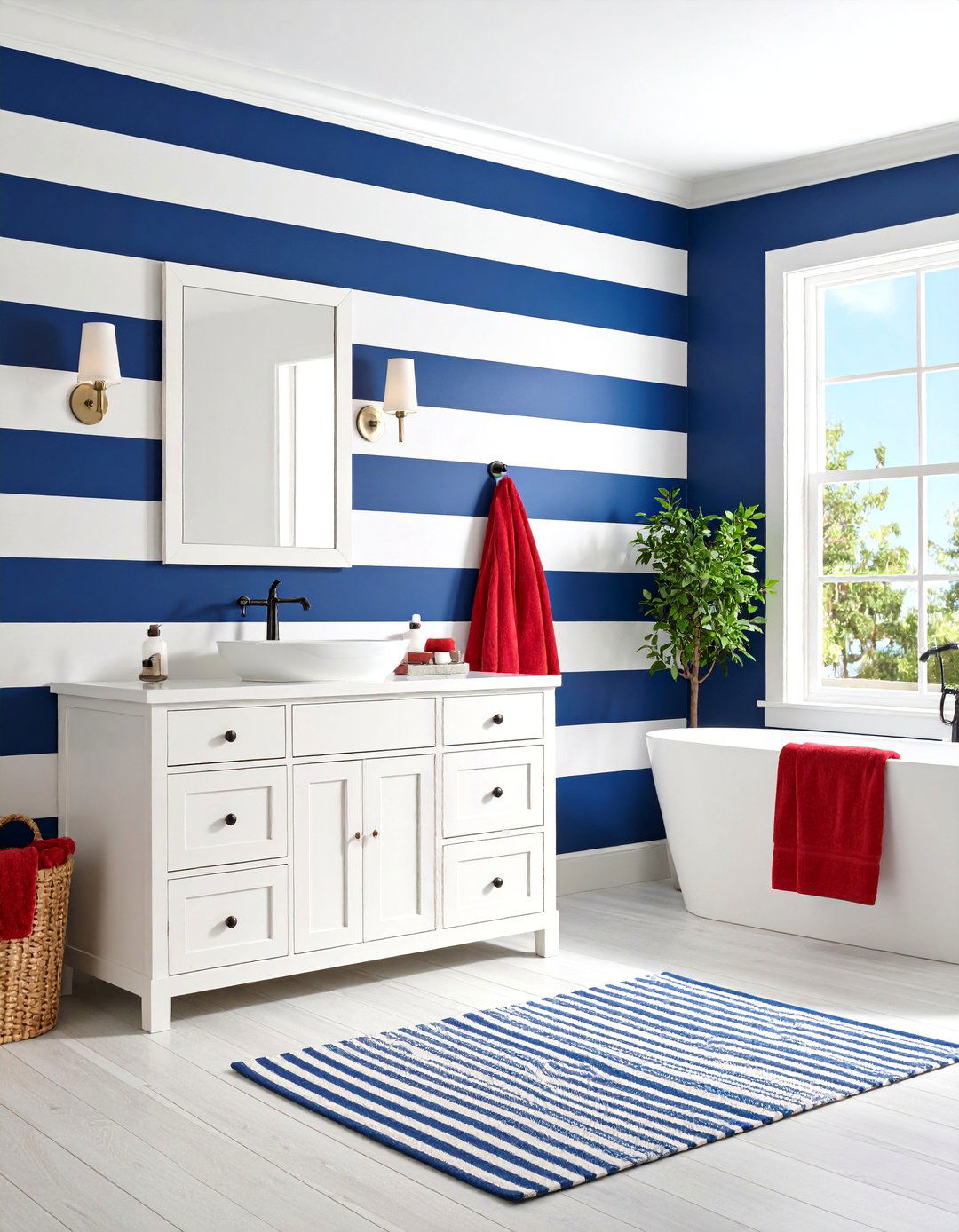 The Bold Nautical Stripe Bathroom - 30 ai coastal bathroom ideas