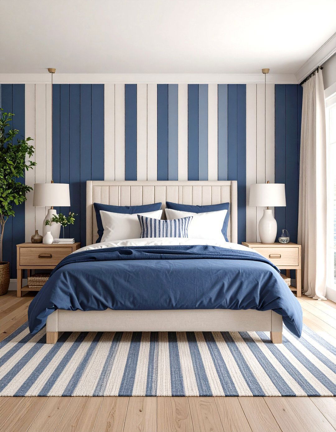 The Bold Nautical Striped Accents - 30 lake house decor ideas