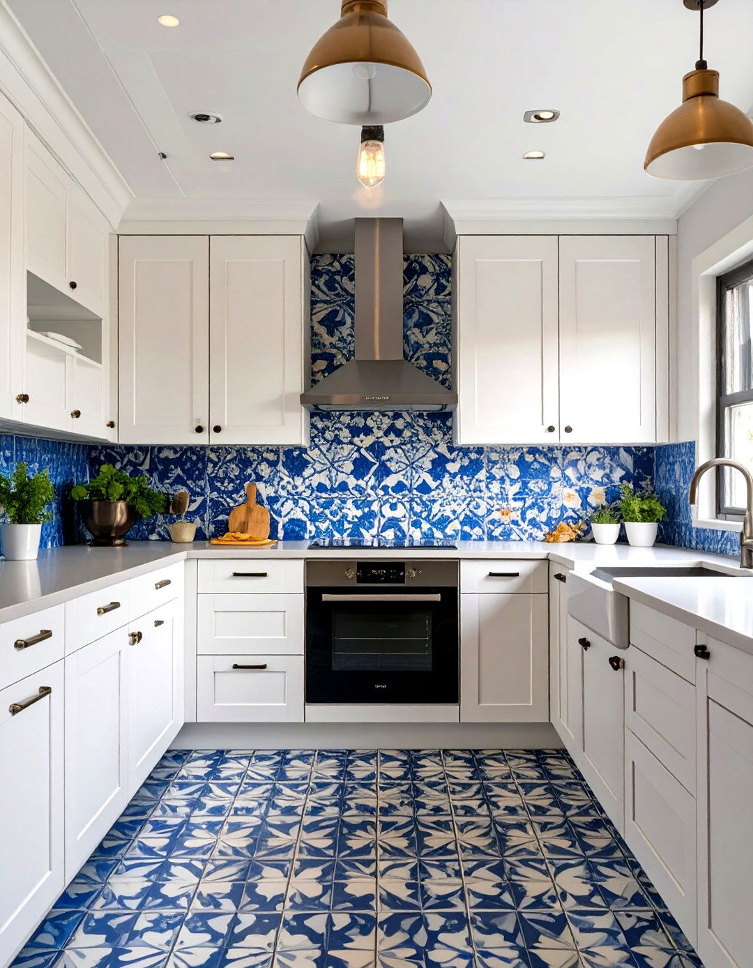 The Bold Patterned Tile Kitchen - 30 beach house kitchen ideas