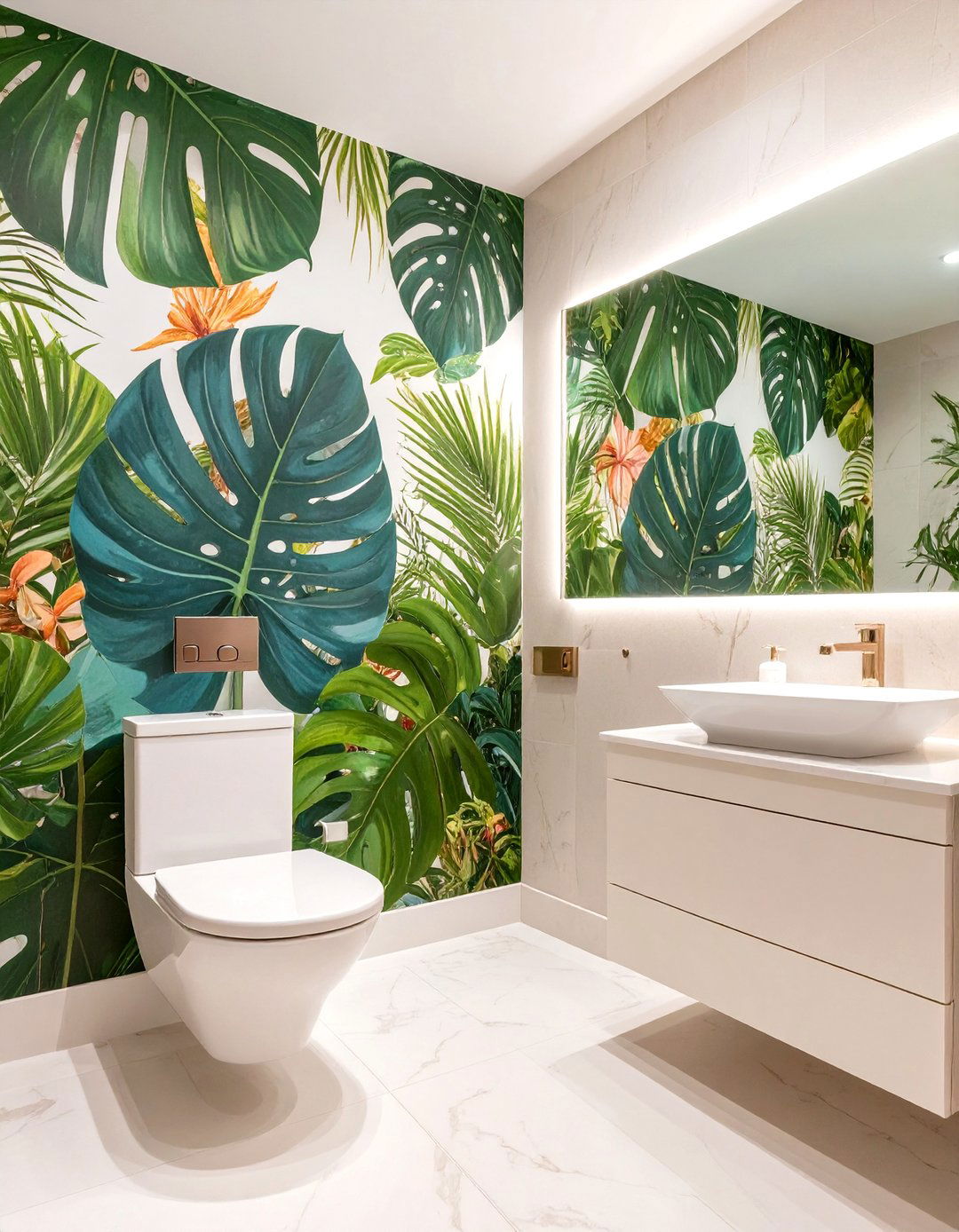The Bold Tropical Leaf Mural - 30 home wall decor ideas