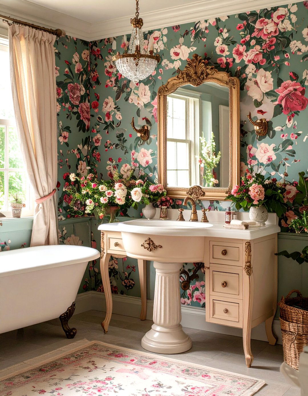The Bold Wallpapered Powder Room - 30 1940s interior design ideas