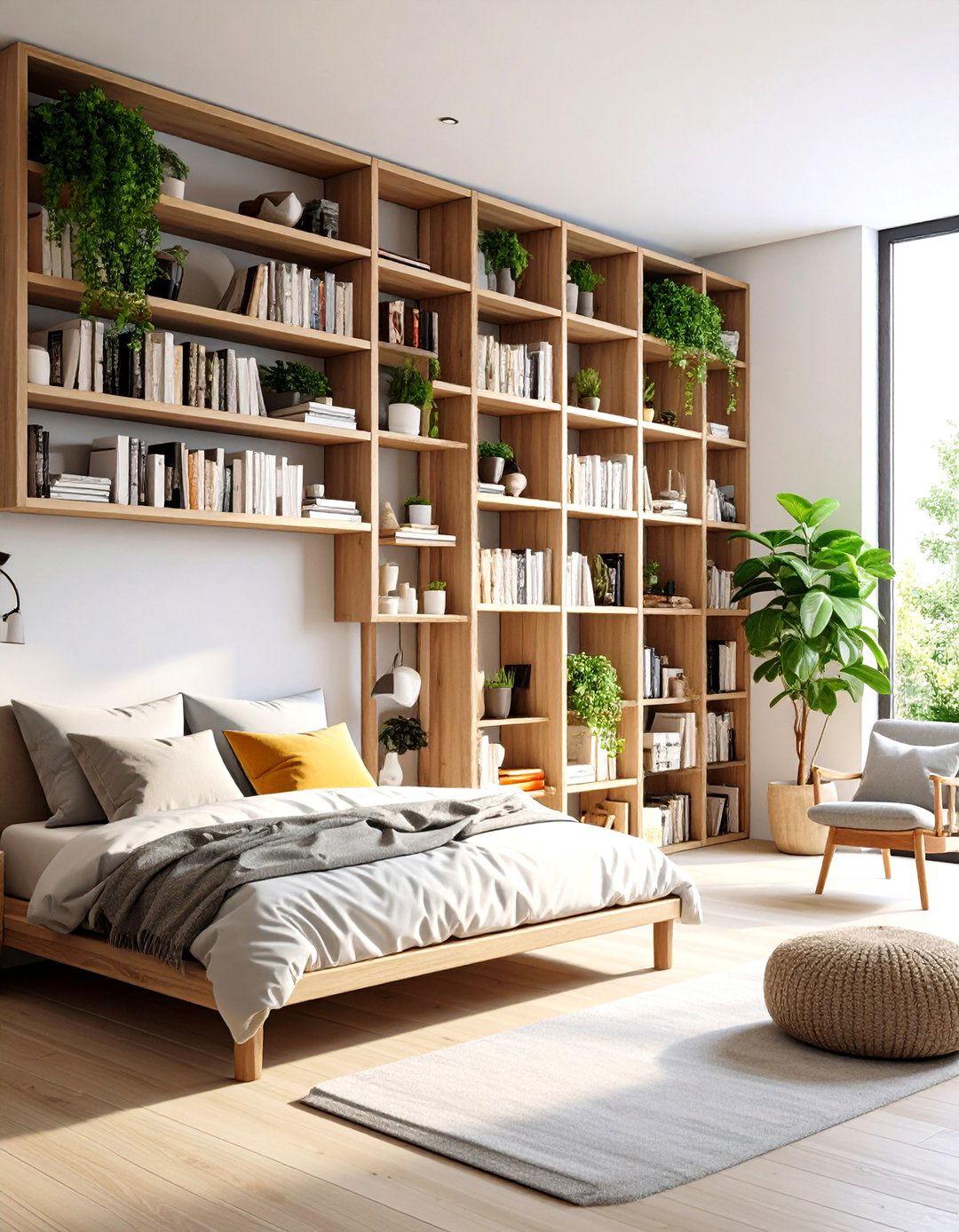 The Bookshelf Divider Strategy - 30 living room bedroom ideas