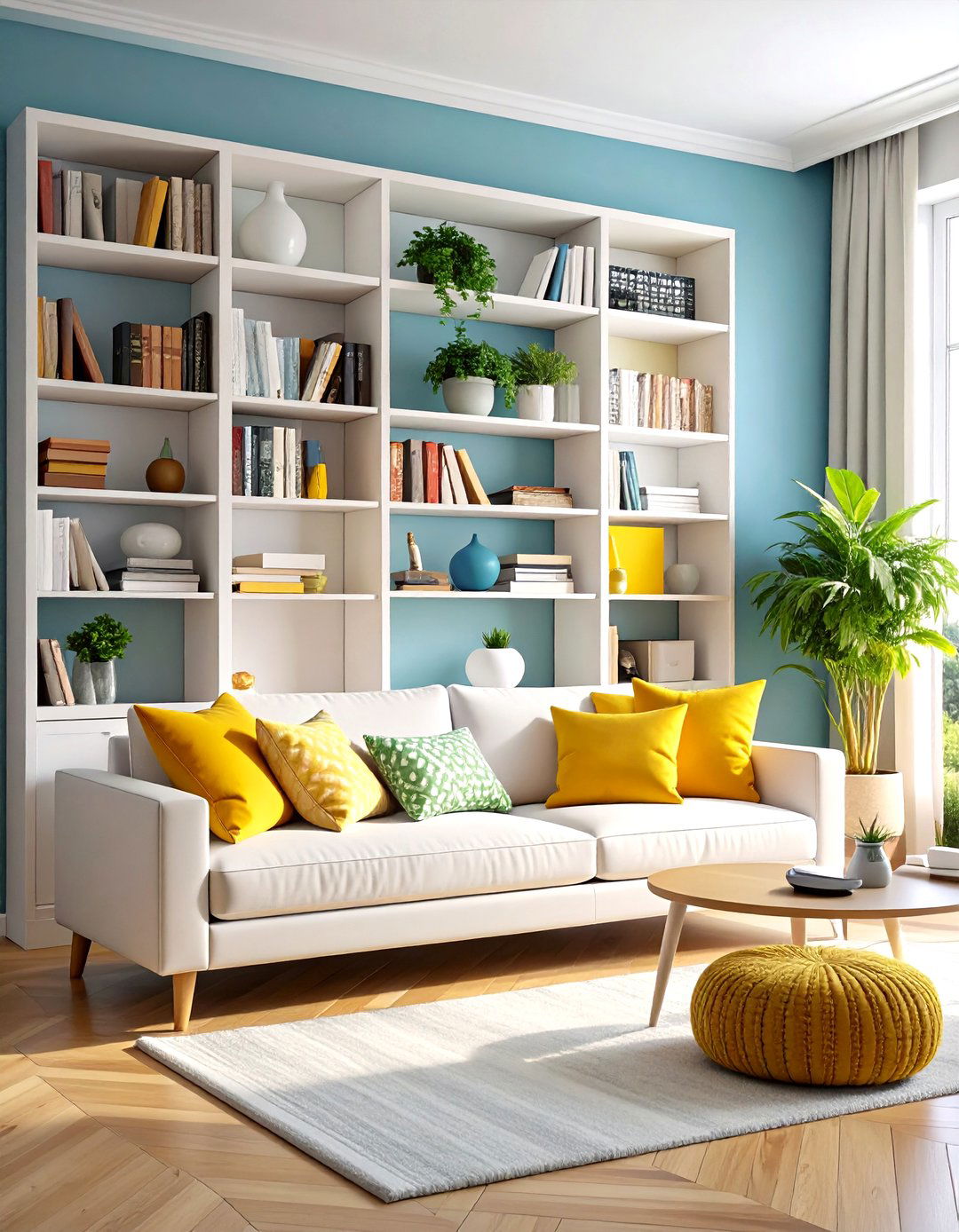 The Bookshelf Integrated Living Room Office - 30 living room office ideas