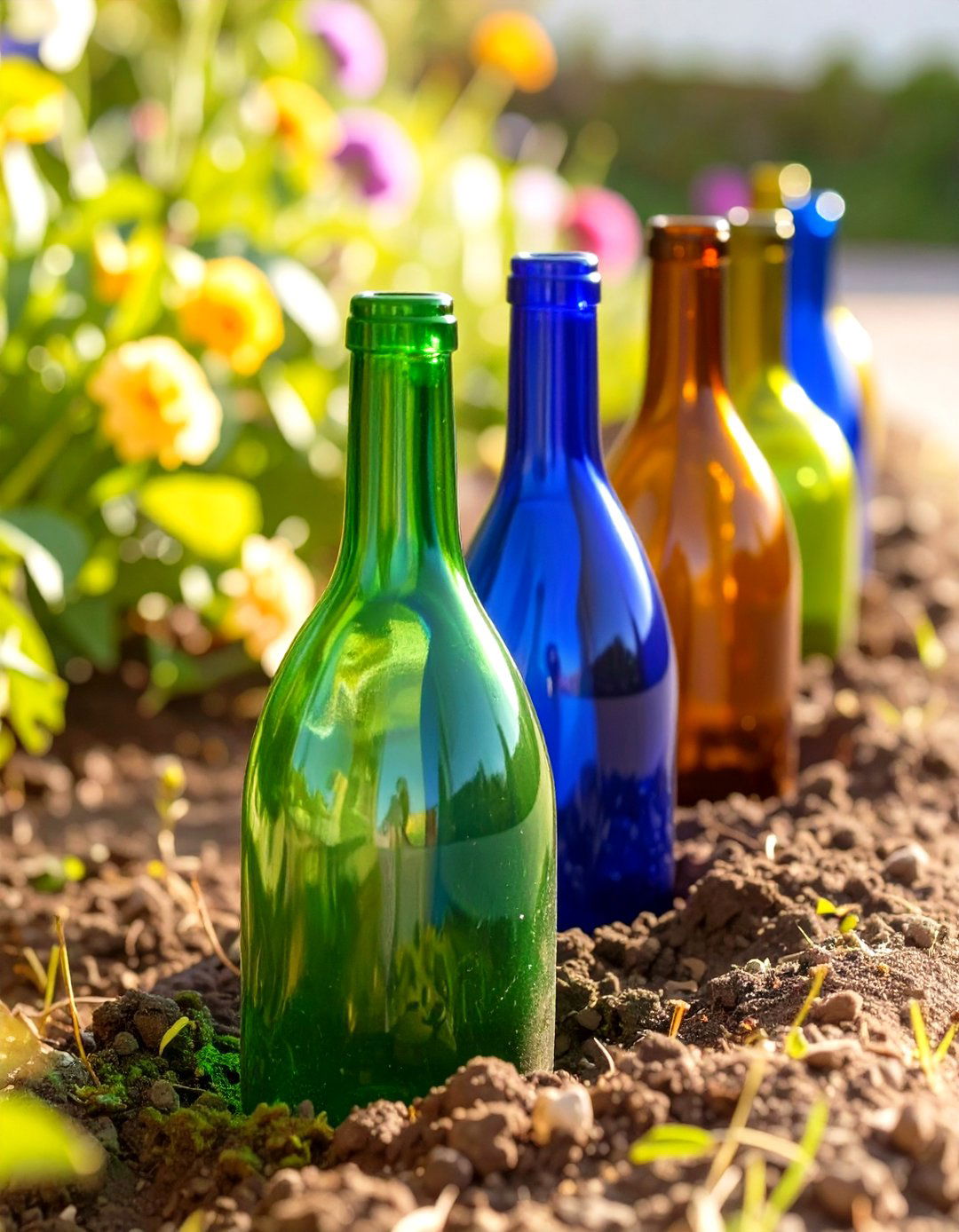 The Bottle Border Garden Edge - 30 cheap landscaping ideas