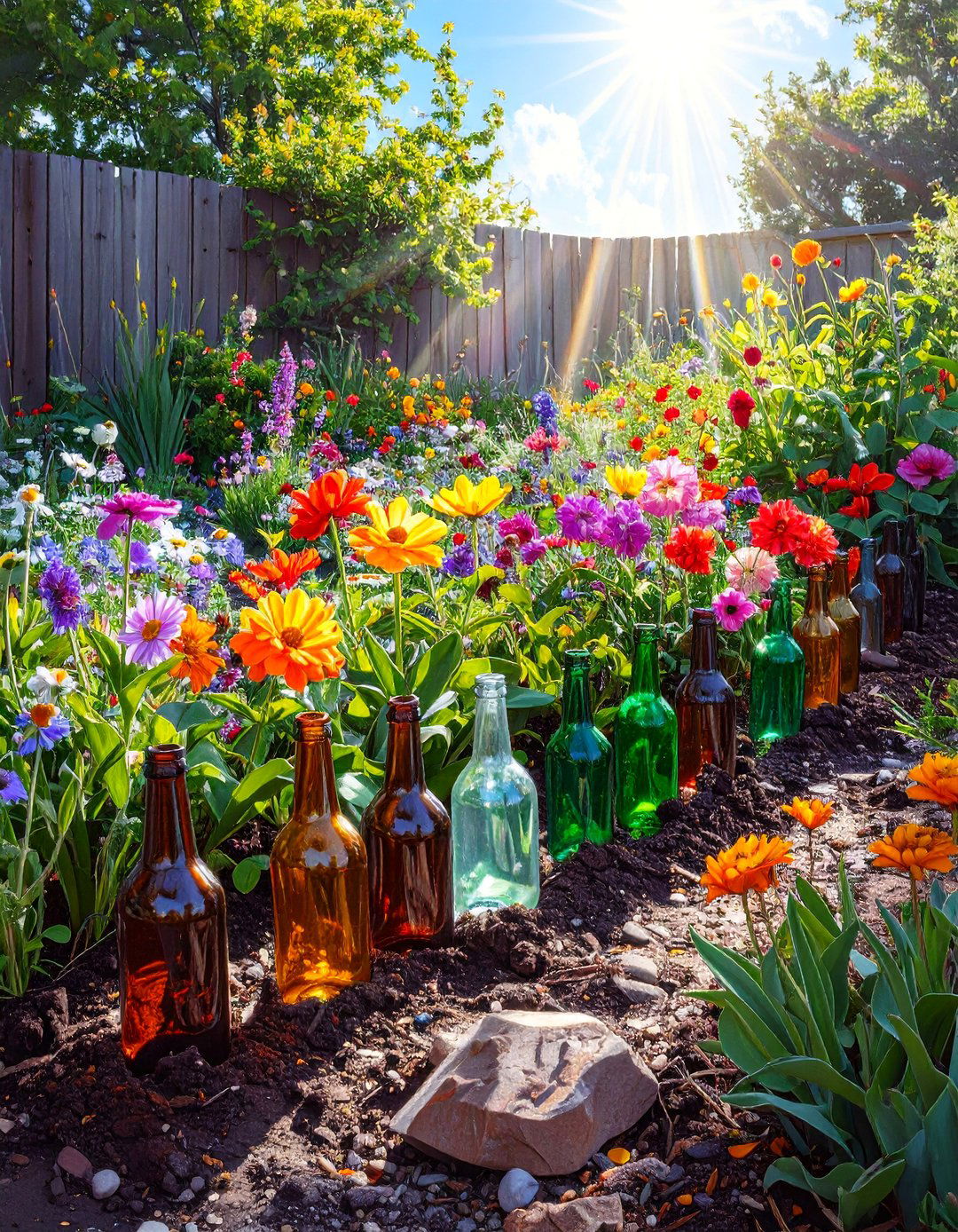 The Bottle Edge Garden Border - 30 budget backyard ideas