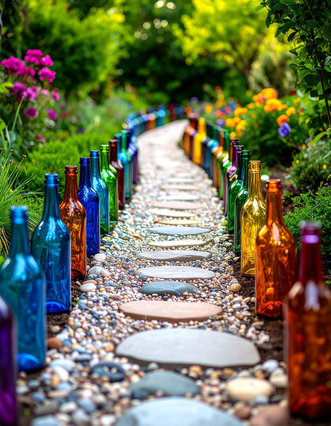 The Bottle Edge Garden Path - 30 inexpensive landscaping ideas