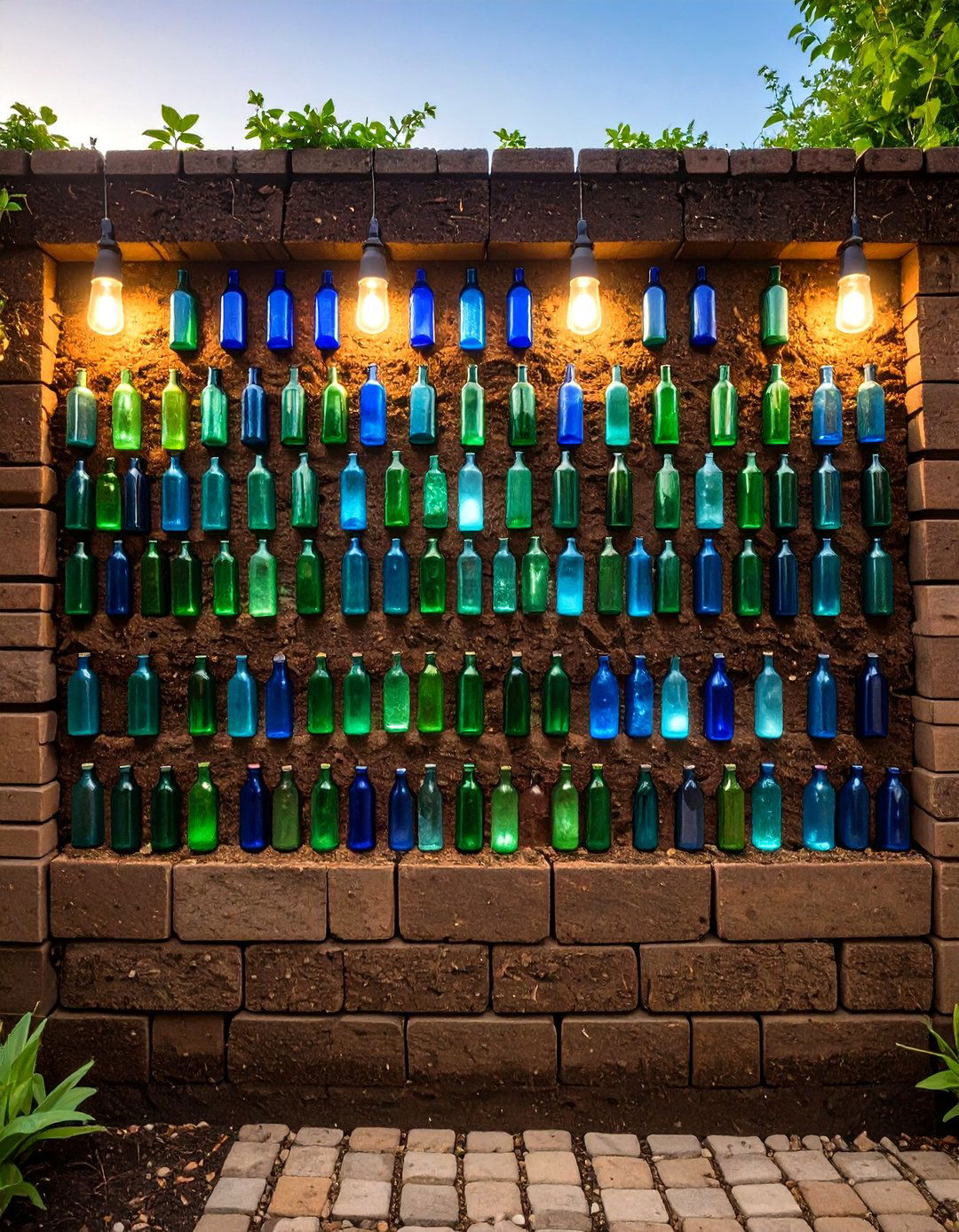 The Bottle End Garden Wall - 30 garden wall ideas