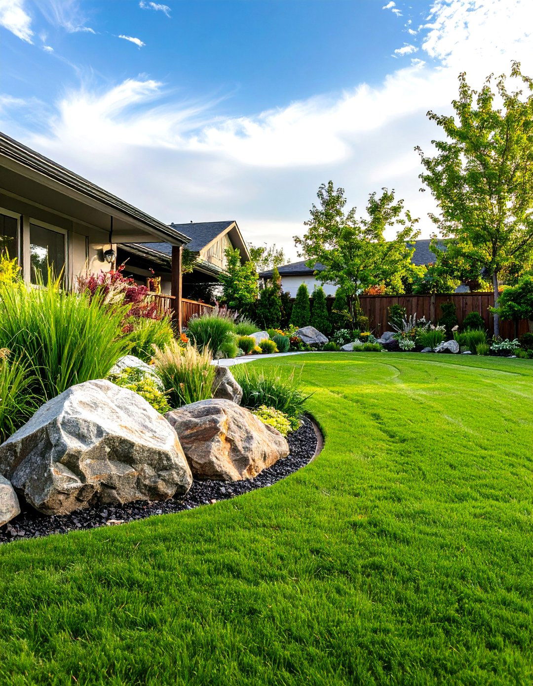 The Boulder Accented Lawn - 30 landscaping ideas with rocks