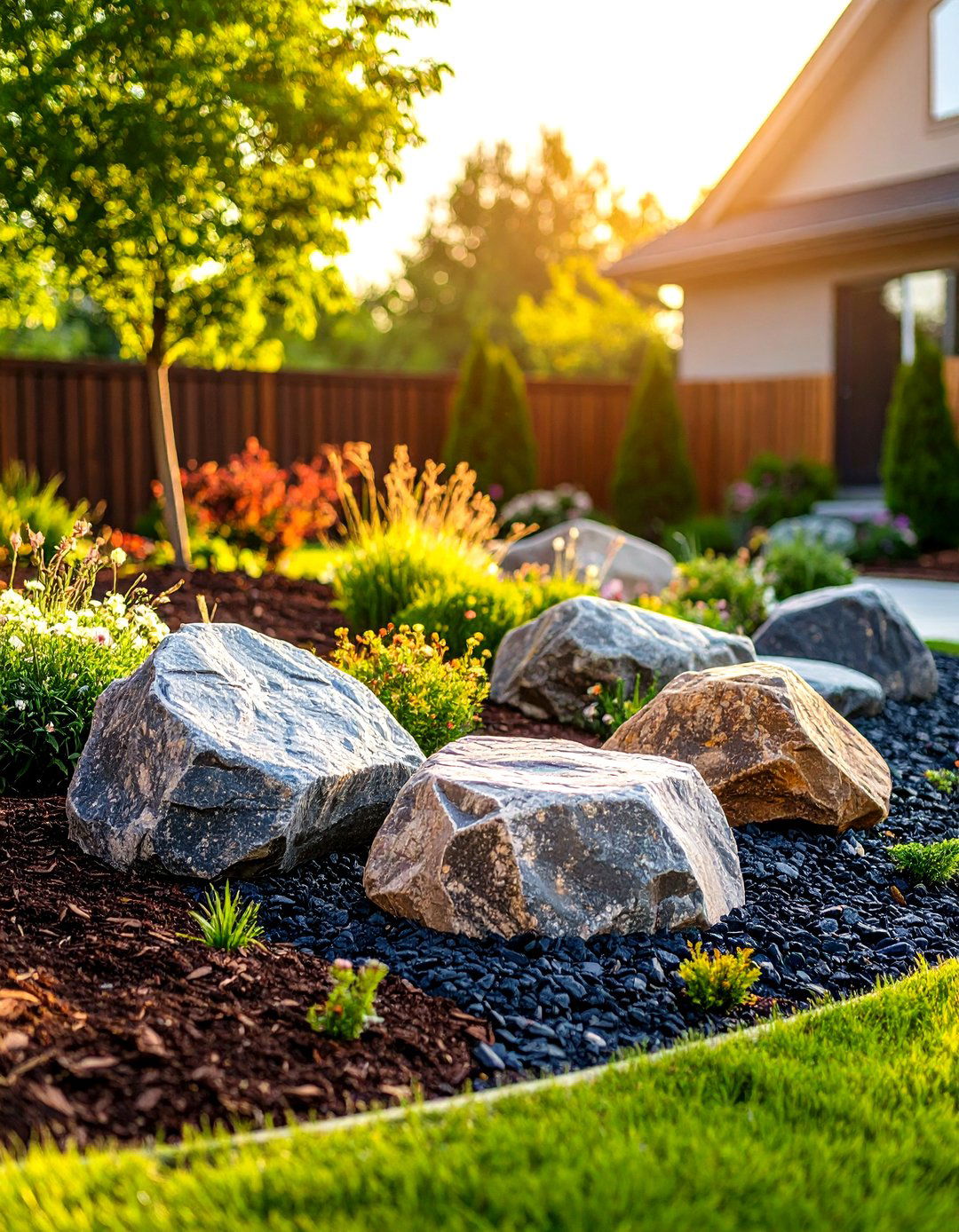 The Boulder Centric Landscape - 30 front yard landscaping ideas with rocks and mulch