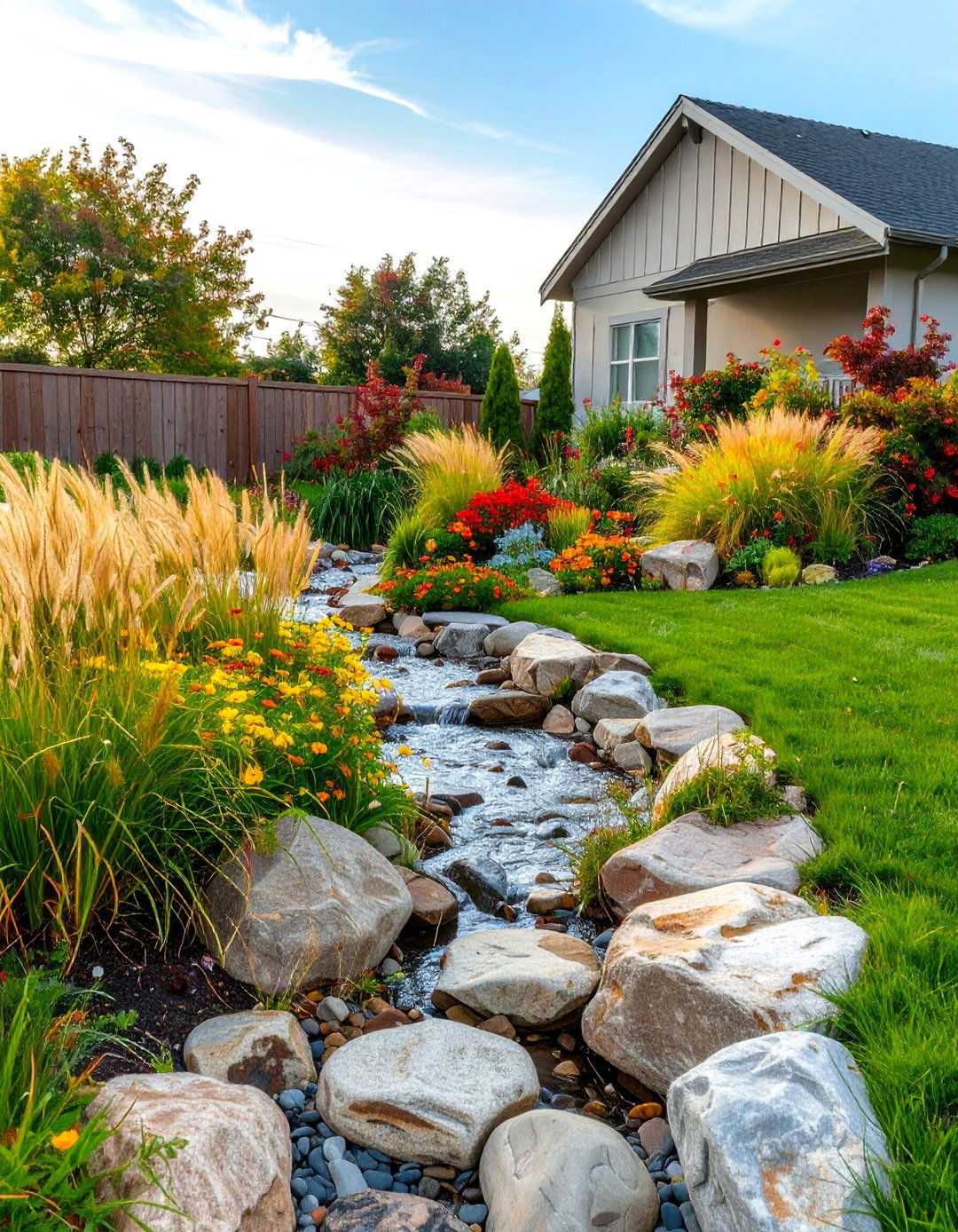 The Boulder Lined Dry Creek Bed - 30 backyard hardscape ideas