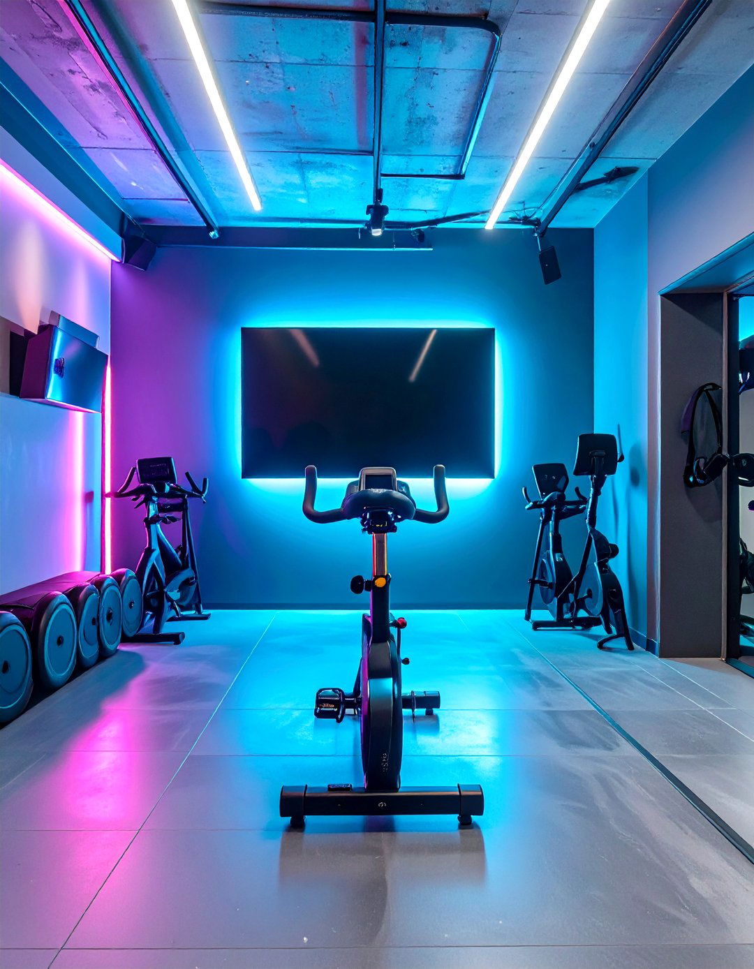 The Boutique Studio Cycling Garage Gym - 30 garage home gym ideas