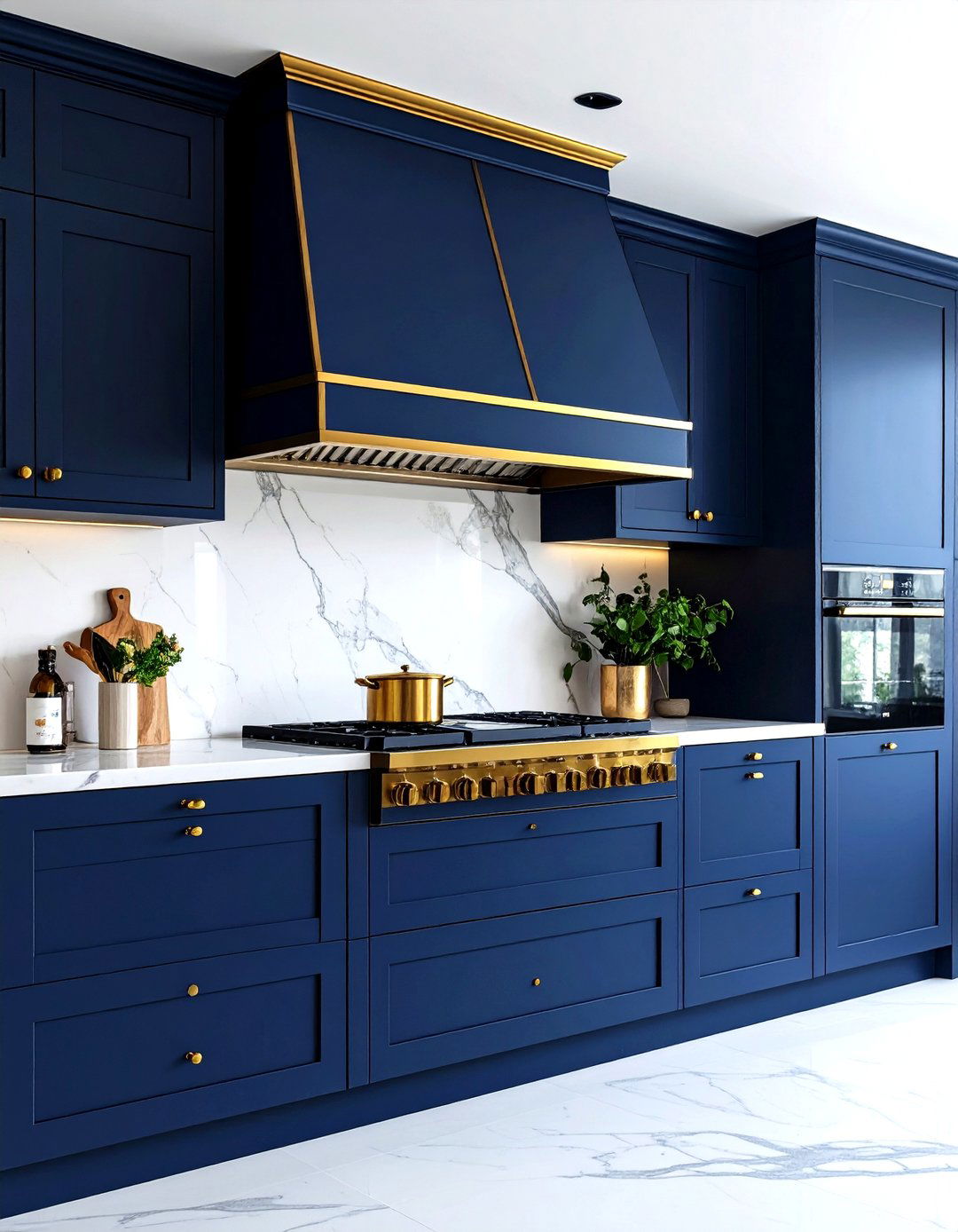 The Brass Accented Kitchen Hood - 30 kitchen range hood ideas