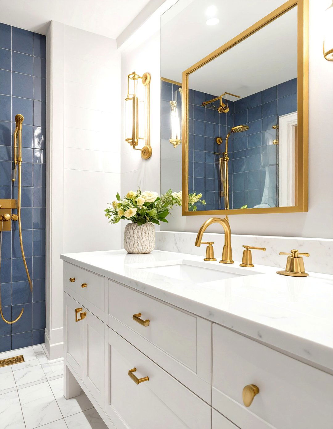 The Brass and Gold Accented Bathroom - 30 luxury modern luxury master bathroom ideas