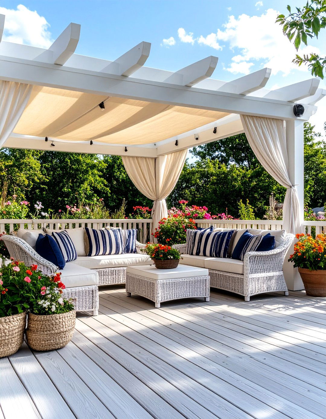 The Breezy Coastal Pergola - 30 backyard covered patio ideas