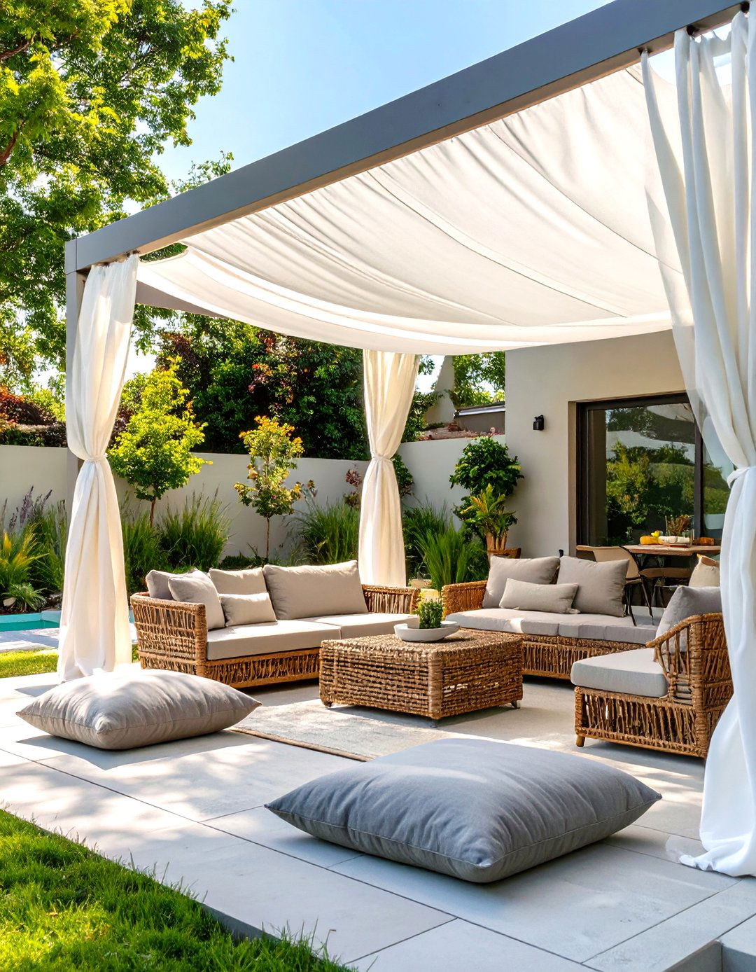 The Breezy Sail Shade Sanctuary - 30 inexpensive covered patio ideas
