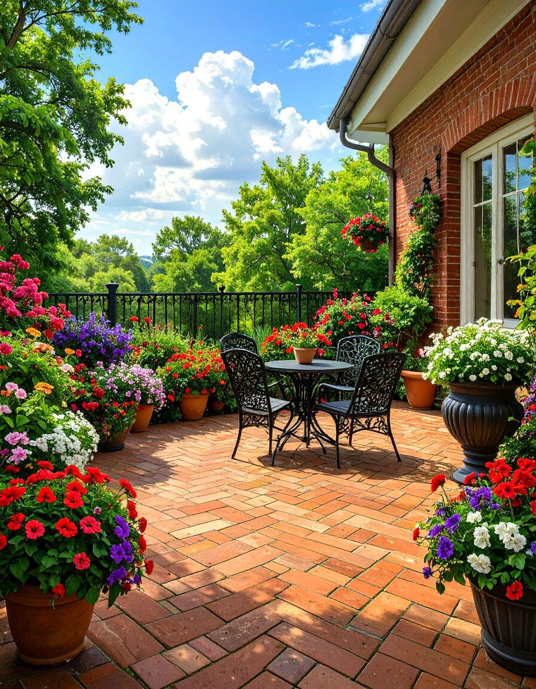 The Brick Patio with Herringbone Pattern - 30 no grass backyard ideas