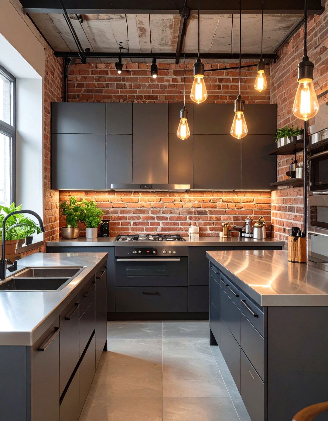 The Brick and Steel Loft Kitchenette - 30 basement kitchenette ideas