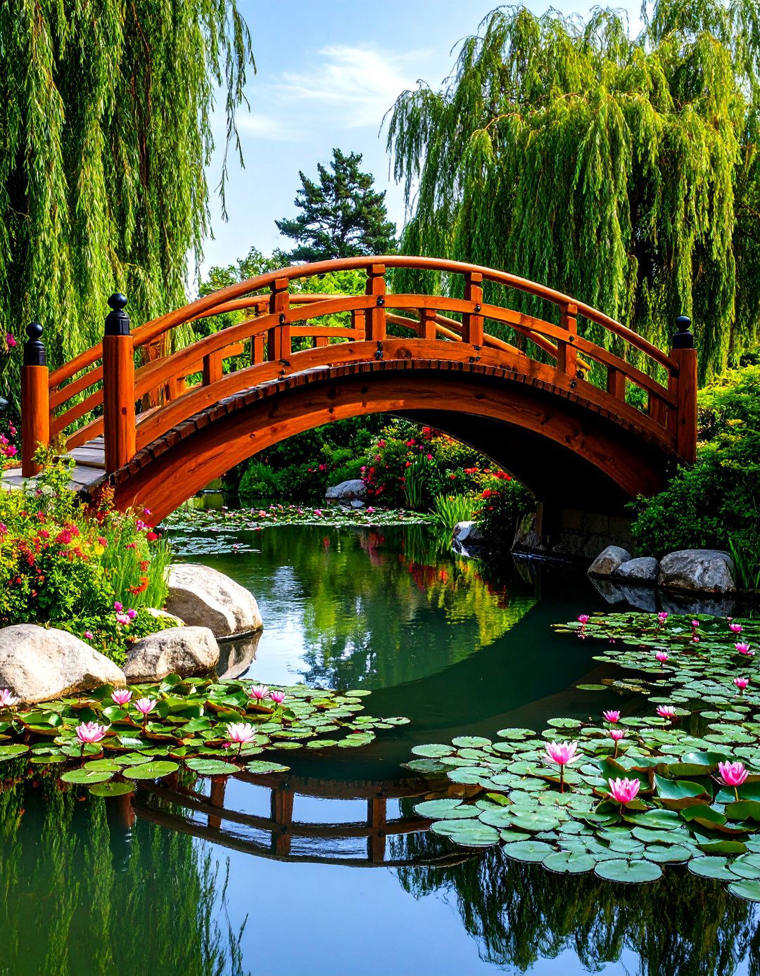 The Bridge and Waterway Garden - 30 japanese garden ideas